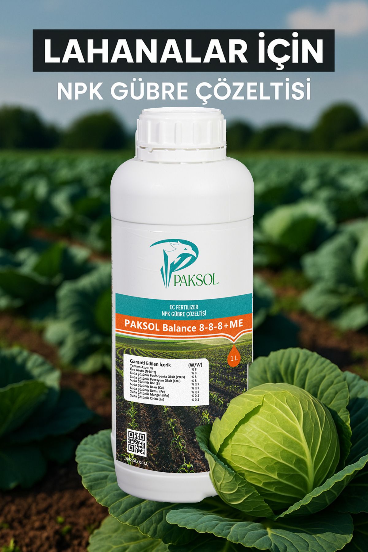 Paksol Lahanalar İçin Azotlu Npk Organik Sıvı Gübre 1 Litre