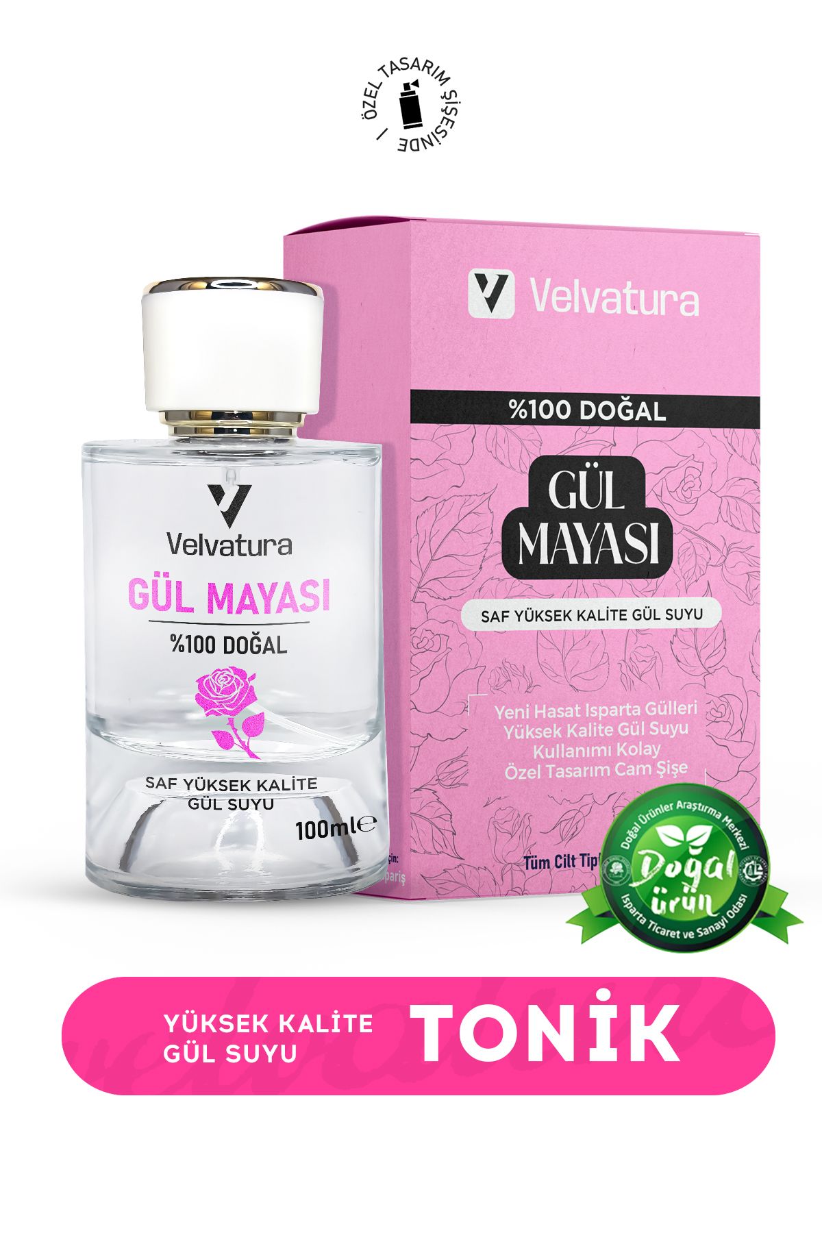 Velvatura Gül Mayası %100 Doğal Aydınlatıcı Ve Gözenek Sıkılaştırıcı Saf Gül Suyu Arındırıcı Tonik 100 ml
