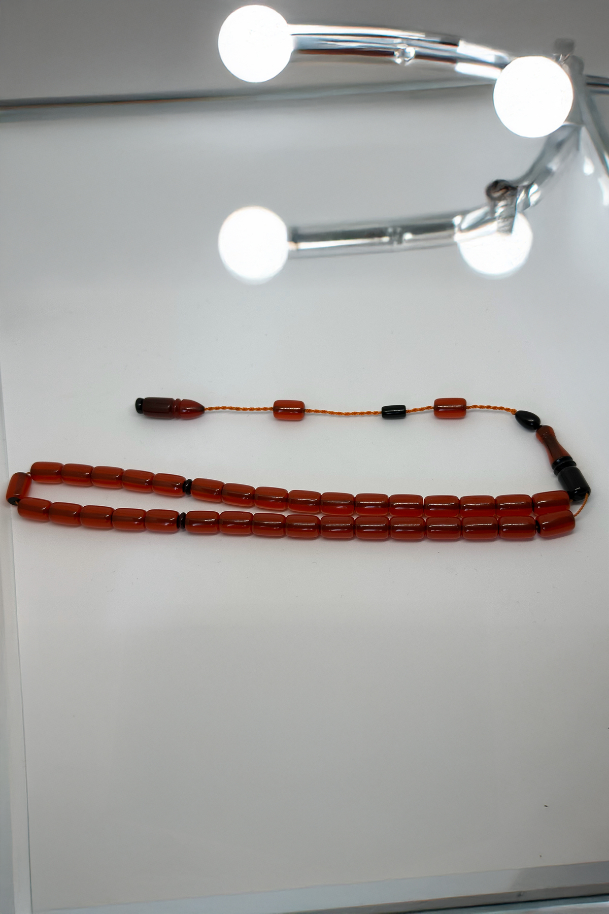 Platin İşlemeli Osmanlı Benzetme Fırın Sıkma Kehribar Tespih - Babalar Gününe Uygun Hediye