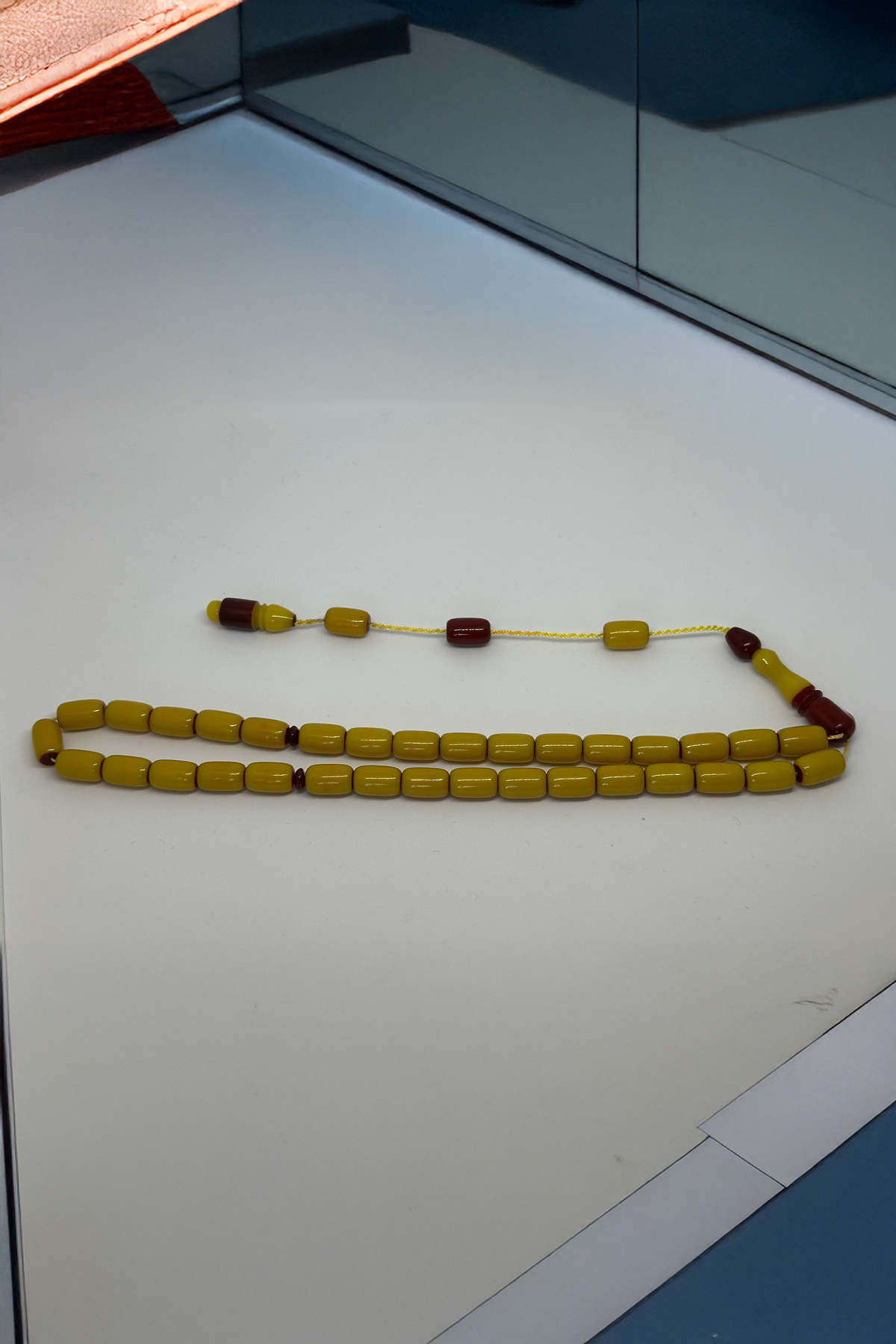 Platin İşlemeli Osmanlı Benzetme Fırın Sıkma Kehribar Tespih - Babalar Gününe Uygun Hediye