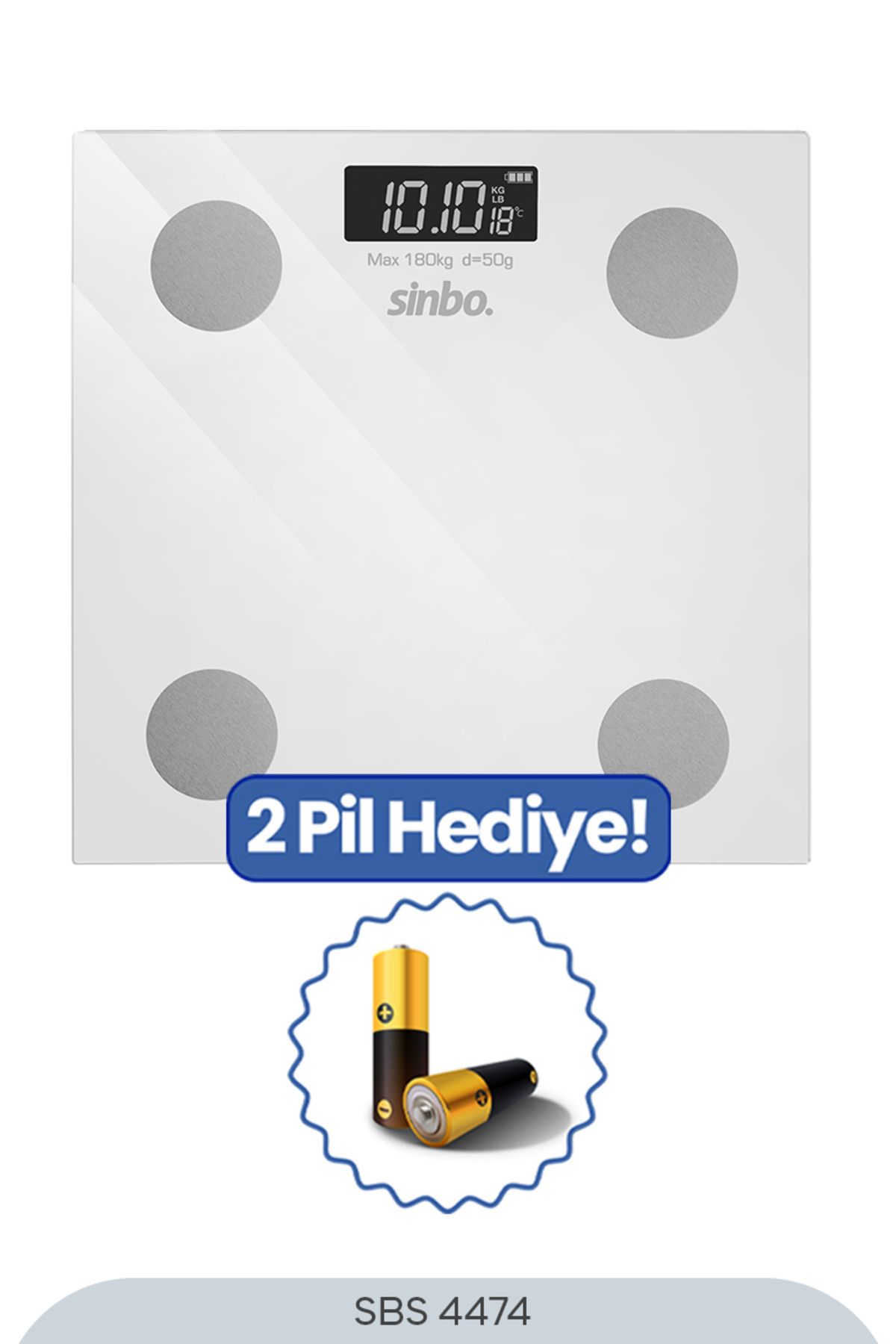 Sinbo SBS-4474 26x26 CM Bluetooth Dijital Yağ Su Kas Vücut Kitle Endeksi Kilo Ölçer Tartı Baskül