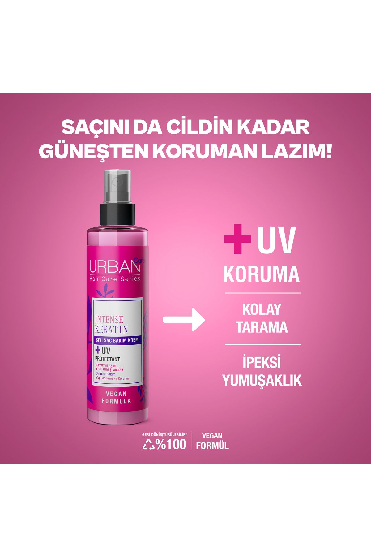 نرم کننده مو زنانه کرم مراقبت از موهای مایع شدید و کراتین ویژه 200ML VEGAN Urban Care