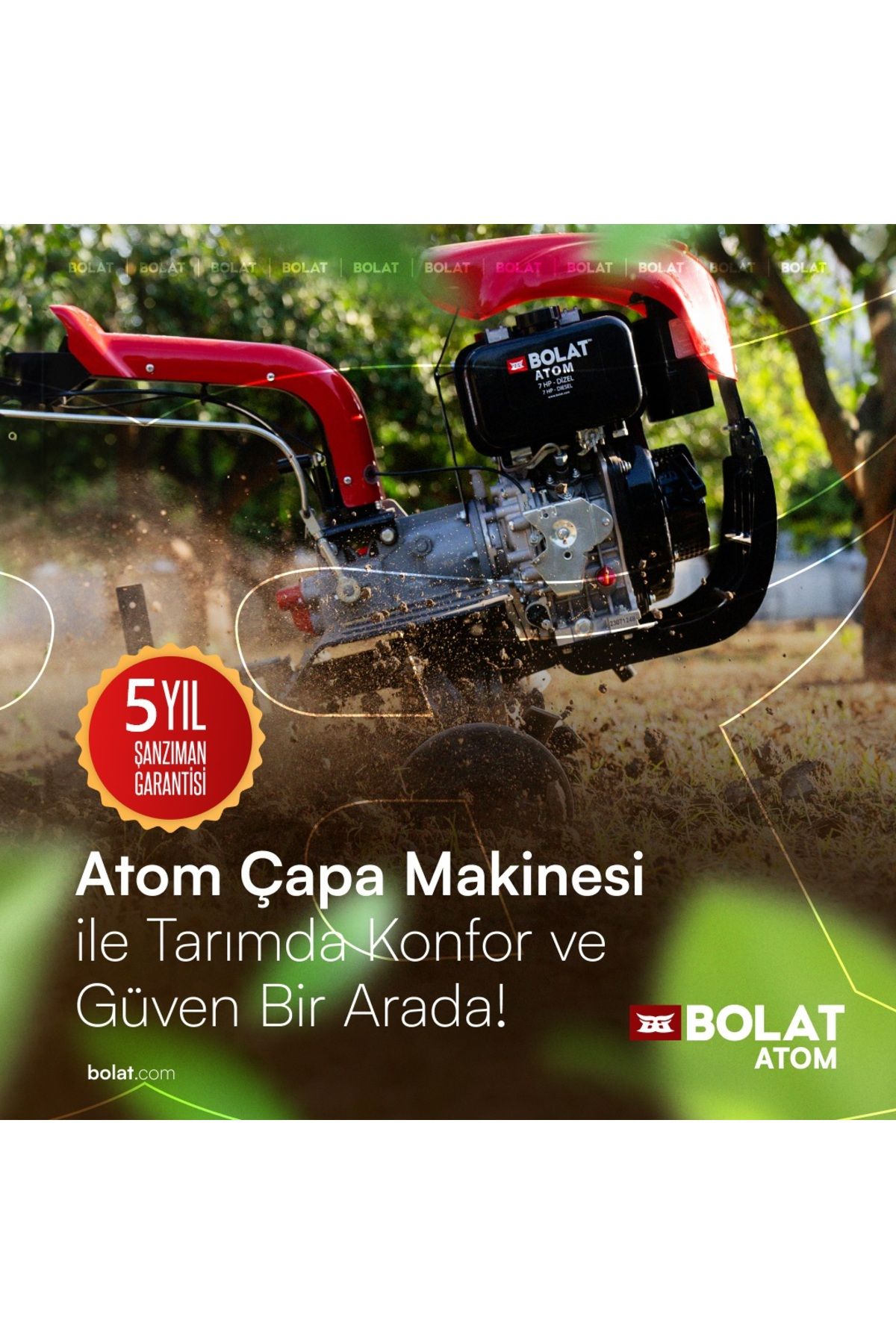 BOLAT Atom 7HP Dizel Çapa Makinesi
