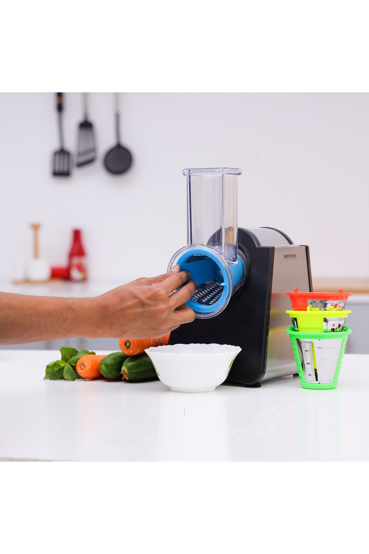 KRYPTON-Multifunction Salad Maker – 4 Blade Attachments, Noiseless Operation, Anti-slip Base 4
