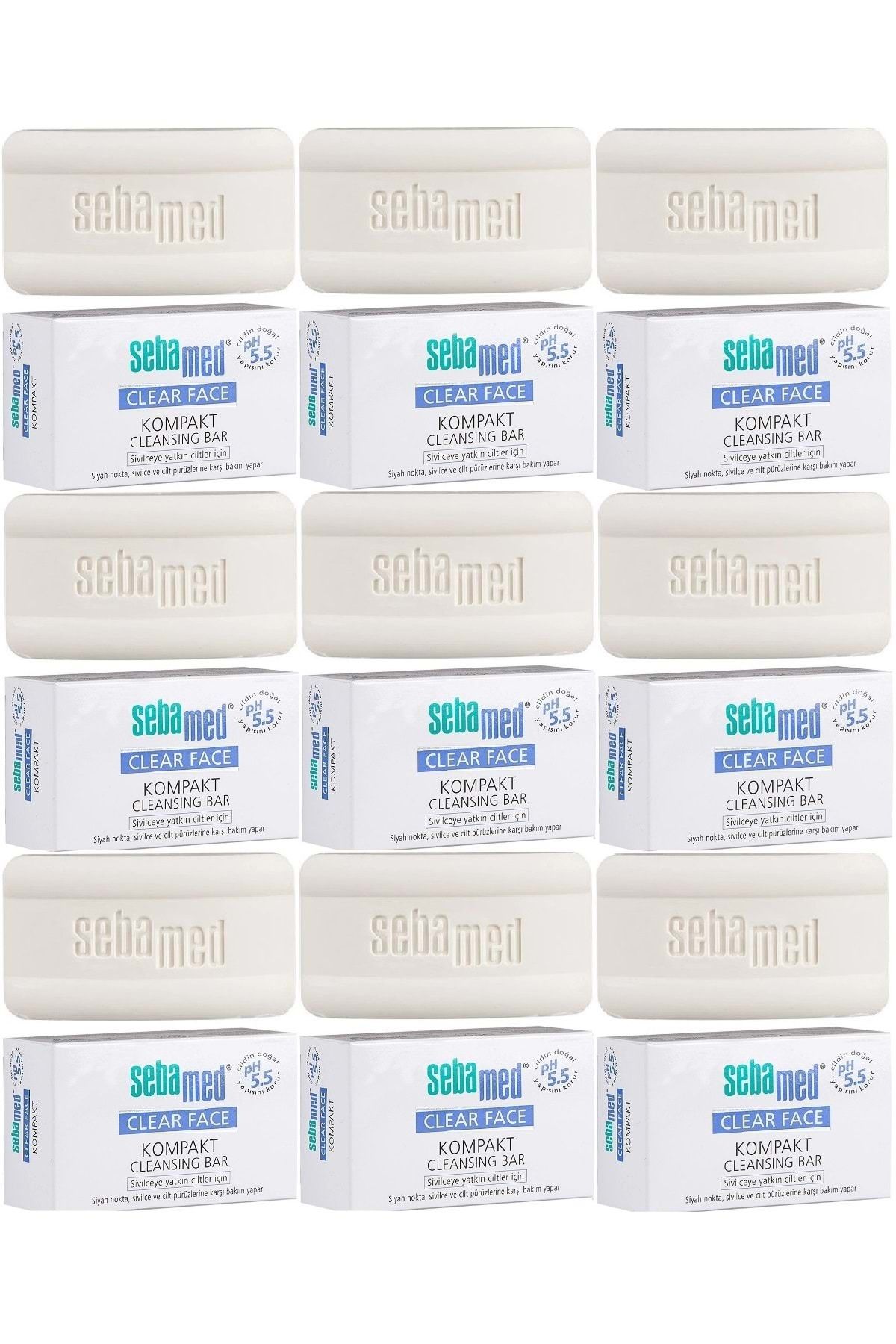 Sebamed Clear Face Kompakt Yüz Temizleme Barı Sabun Sivilceye Yatkın Cilt 100gr (9 LU SET)