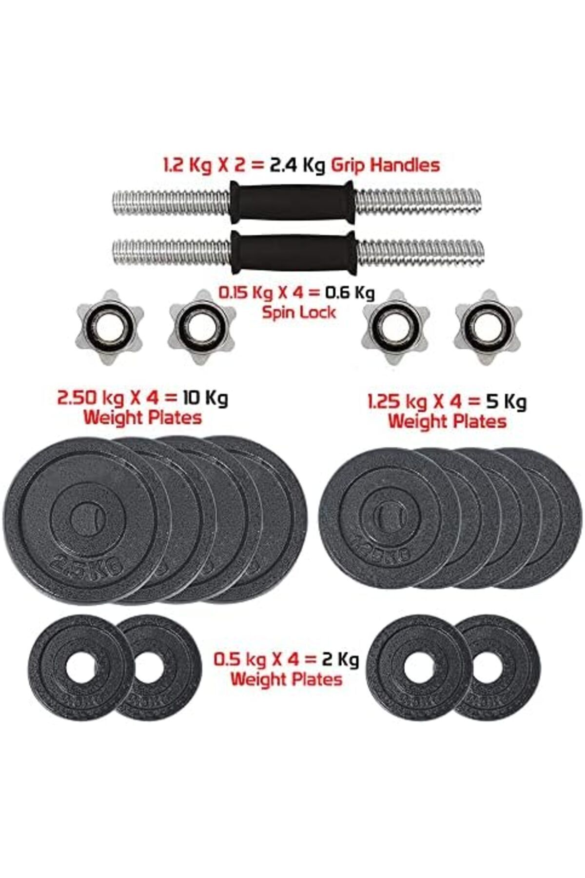 BUNCA-20kg Adjustable Iron Dumbbell Set - Workout Weights for Beginners and Professionals with Long Bar and Safety Locks 8