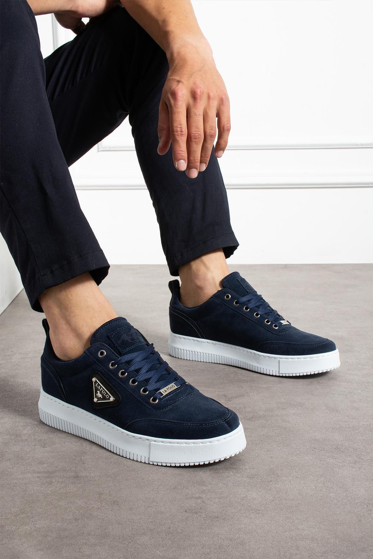 L.A Polo Kalın Tabanlı Lacivert Renk Süet Erkek Sneaker