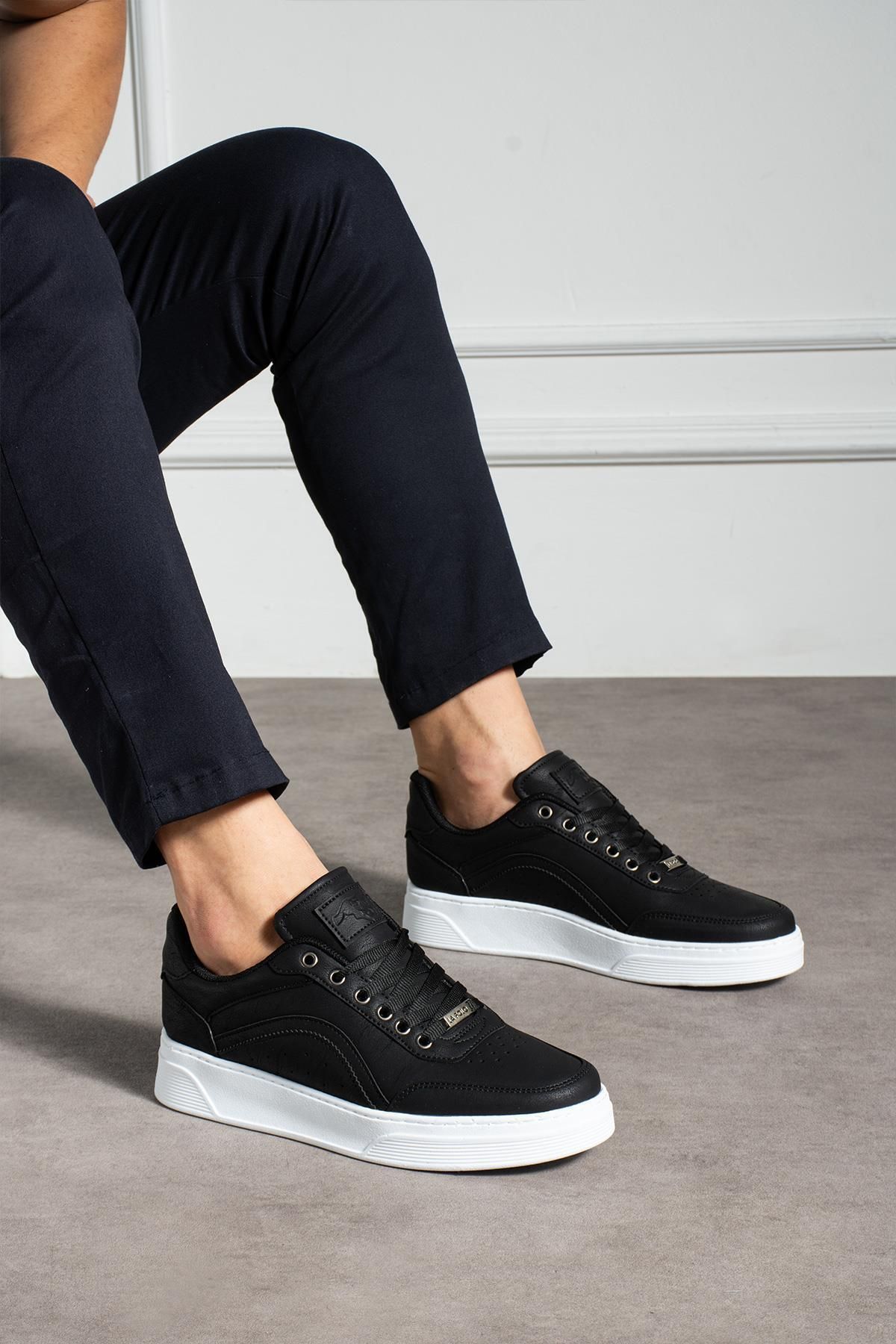 L.A Polo Siyah Beyaz Delikli Erkek Sneaker