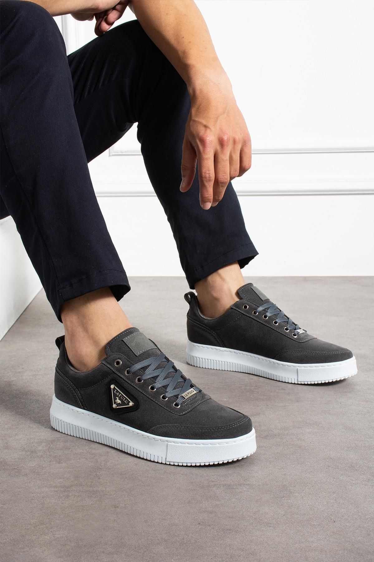 L.A Polo Kalın Tabanlı Füme Renk Süet Erkek Sneaker