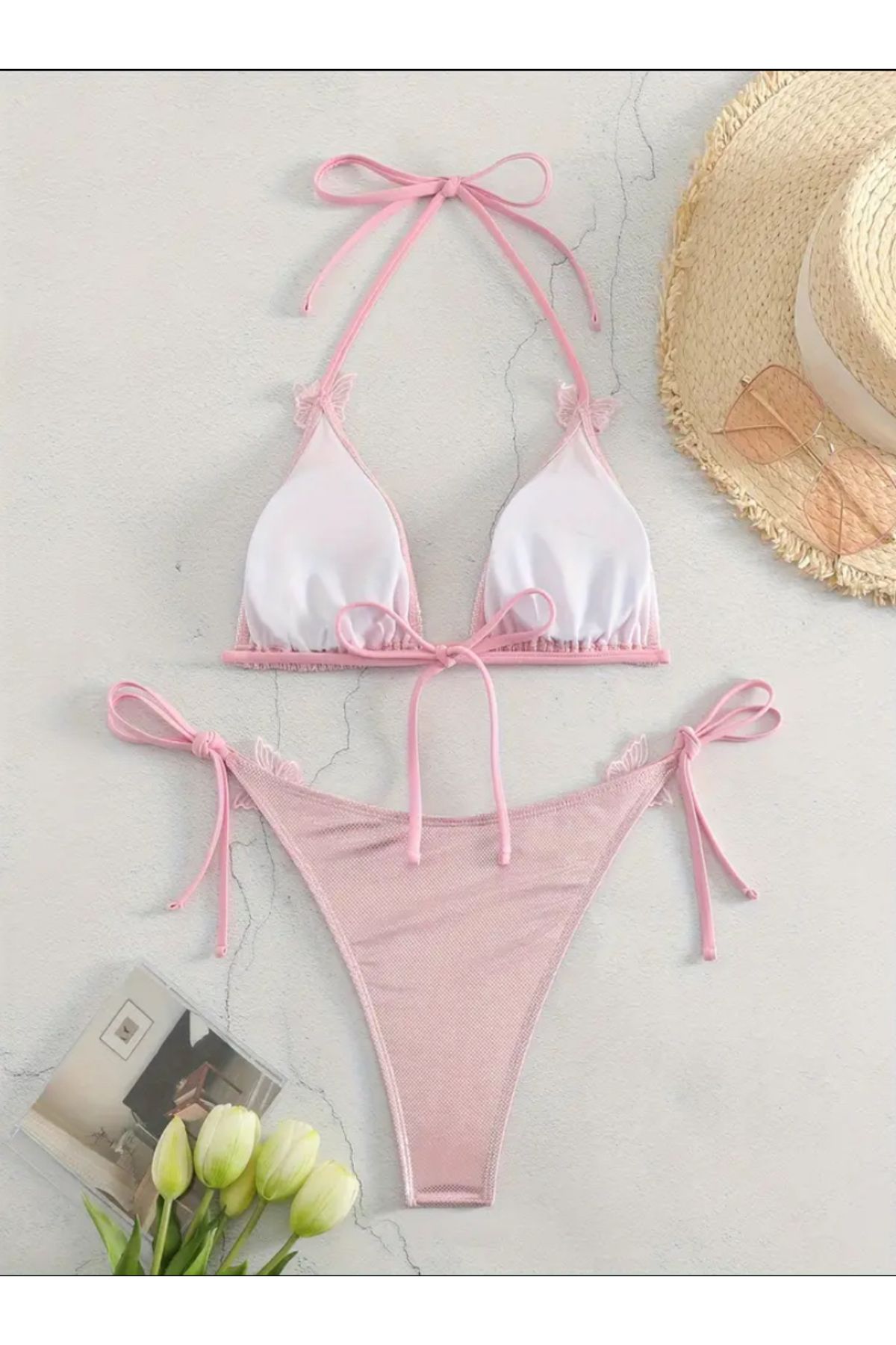 Phellos-Pink Shiny Triangle Bikini Set Barbie Series – Elegant and Stylish Summer Style |   Co 6