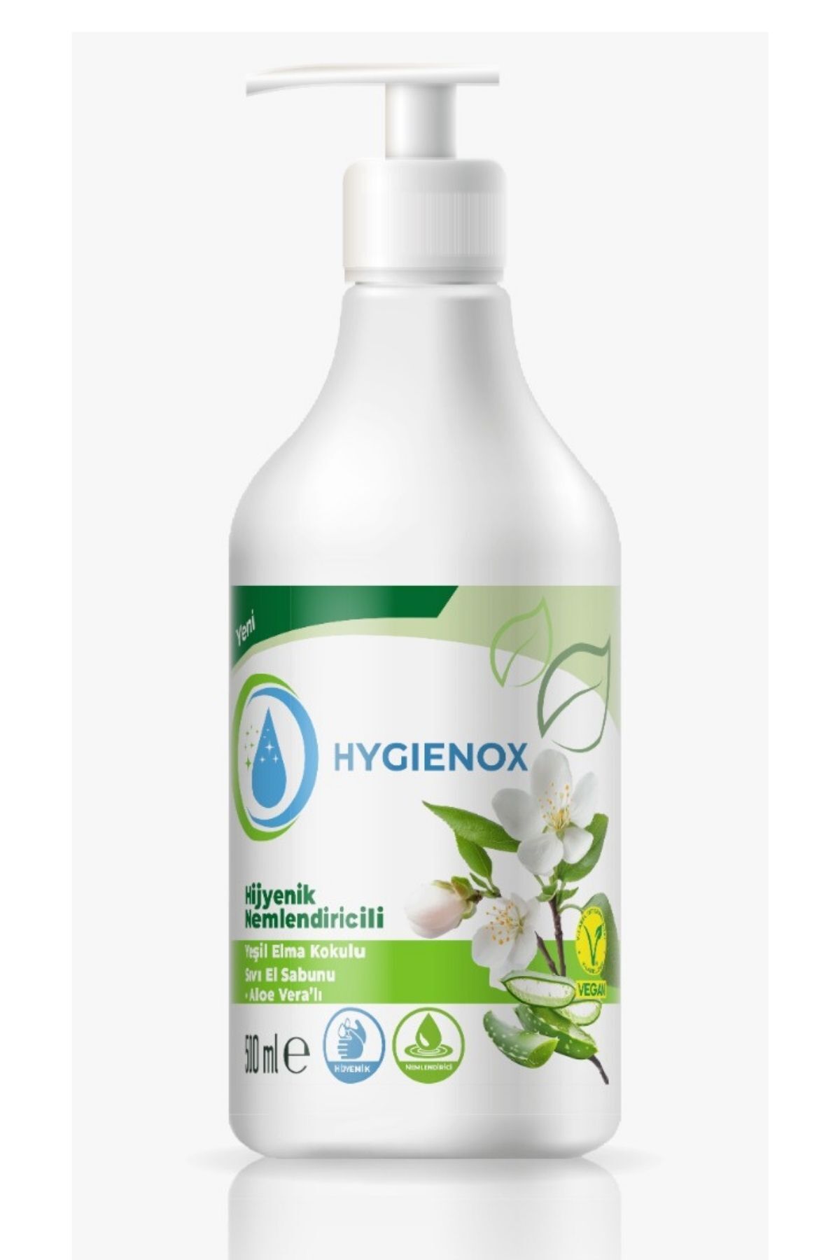 HYGIENOX Hijyenik Nemlendiricili Yeşil Elma Koku ve Aloe Vera'lı Vegan Sıvı El Sabunu 500 Ml.