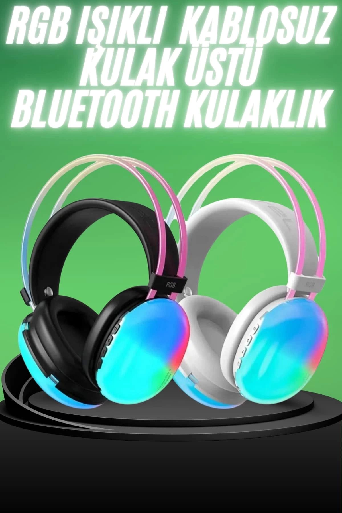 MT29 GİYİM Yeni Nesil Kulak Üstü Kablosuz Uzun Ömürlü RGB Işıklı Bluetooth Kulaklık