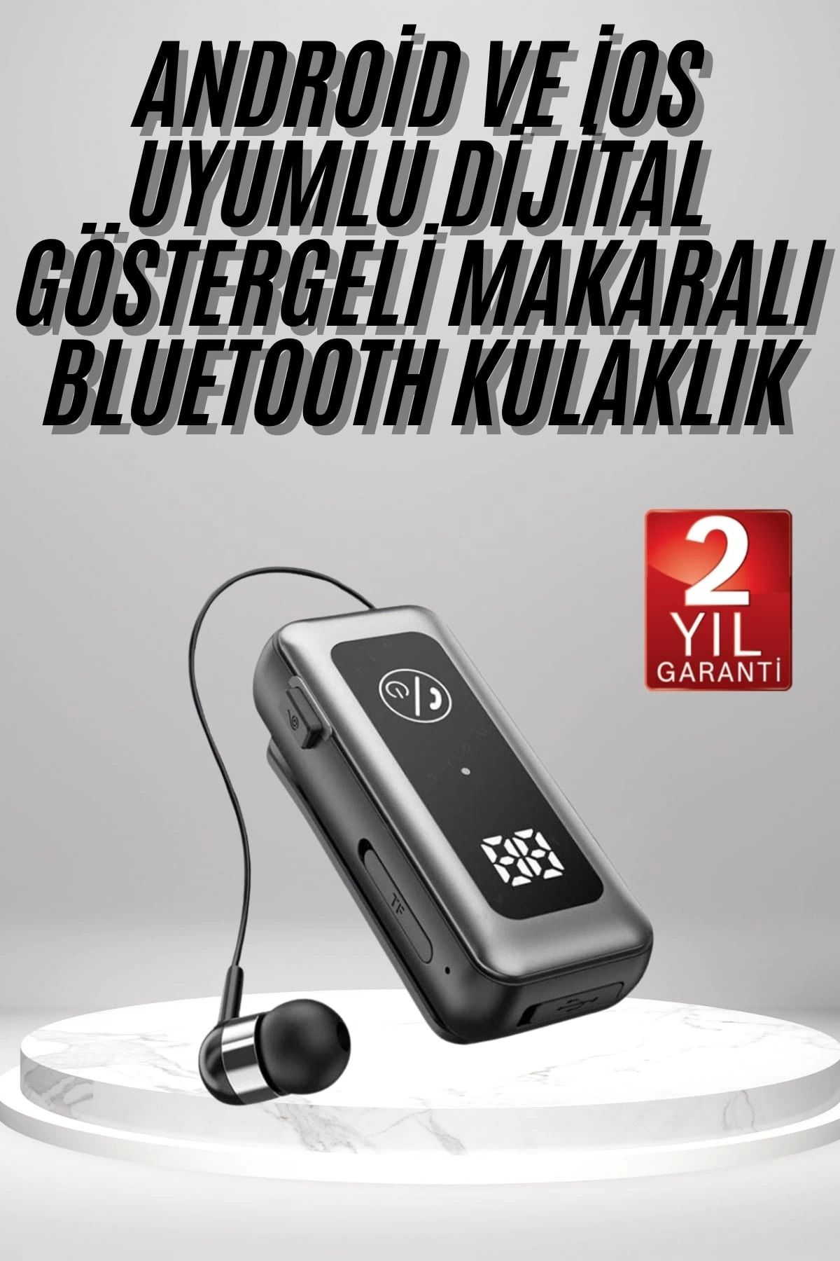 MELFSHOP Makaralı Kulaklık SD Kart Girişli Dijital Göstergeli Kablolu Bluetooth Kulaklık