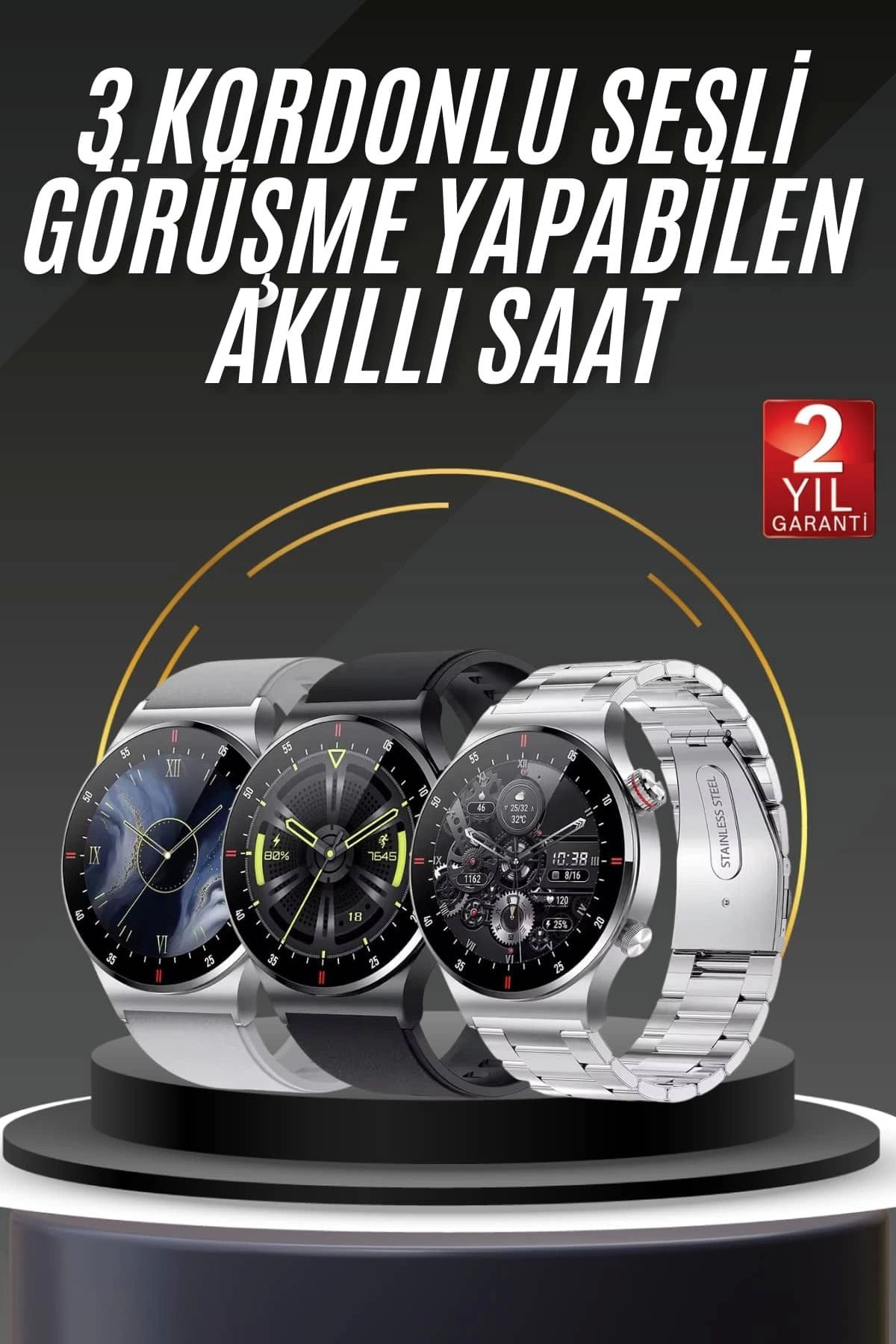 MELFSHOP Akıllı Saat Adımsayar Nabız Ölçer Titreşim Özellikli Çağrı Cevaplama Sosyal Medya
