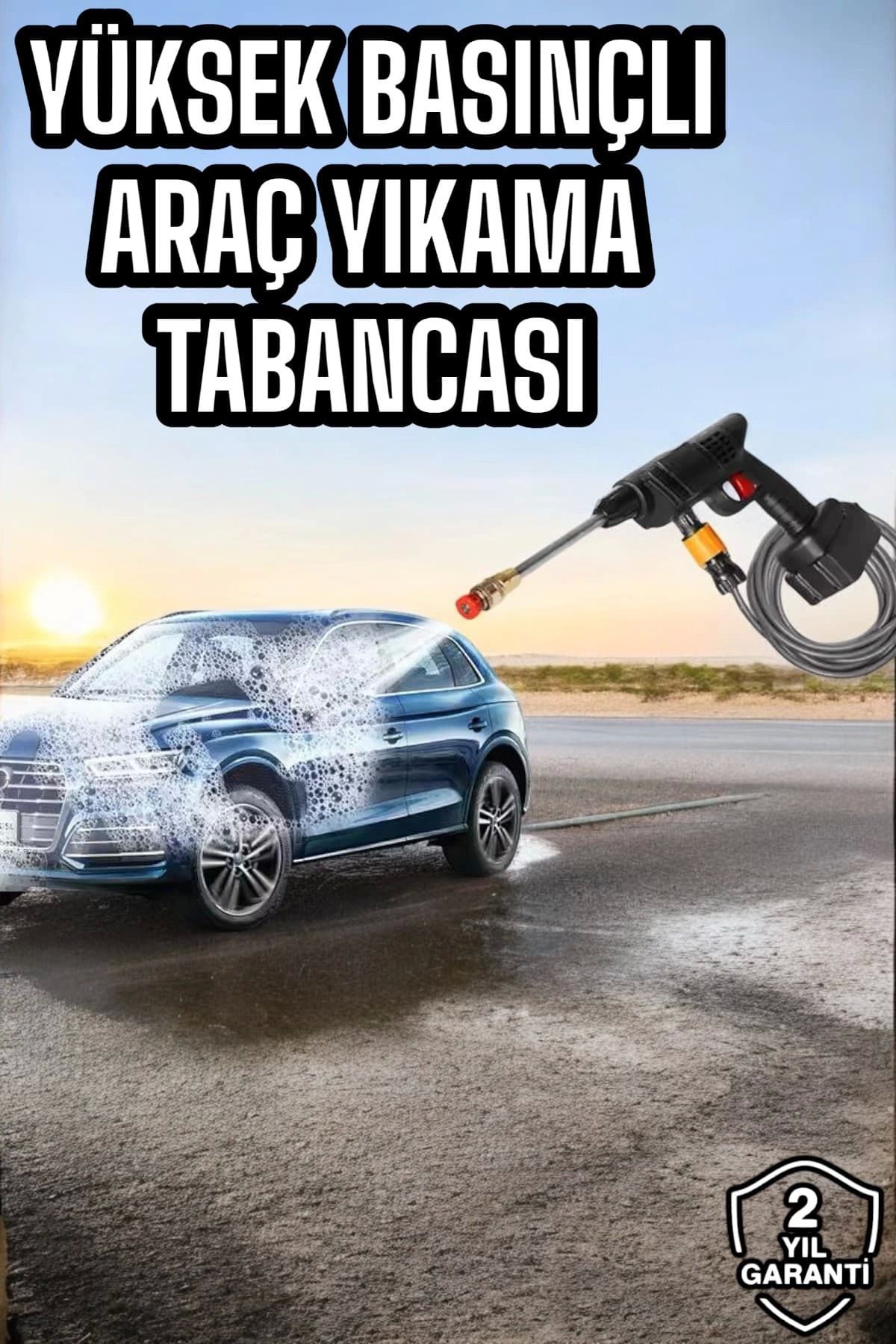 DENİZBİLİŞİM Bahçe Ve Araba Yıkama Tabancası Su Basınçlı Hazneli Bataryalı Oto Yıkama