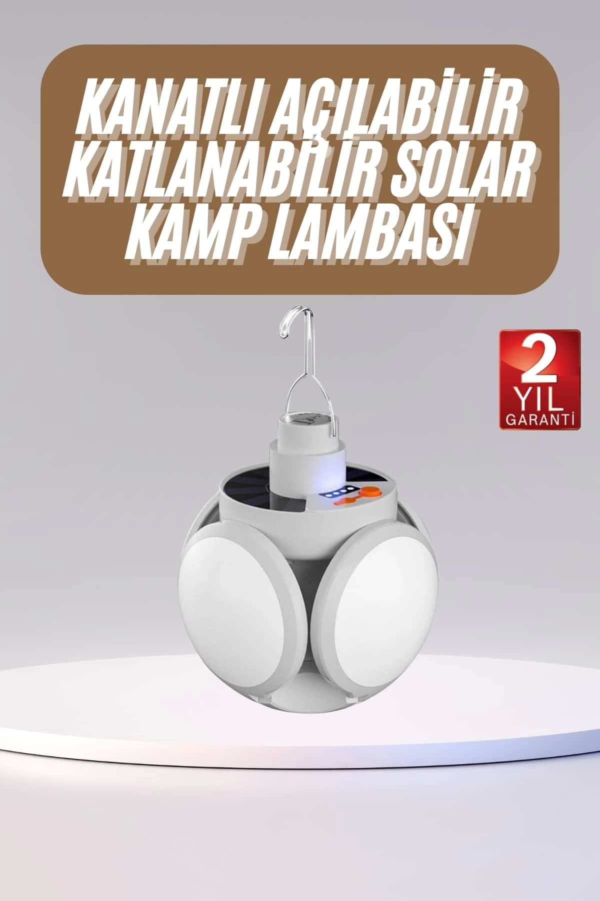 Heez Katlanabilir Askılı Kamp Lambası 5 Kanatlı Pratik Güneş Enerjili