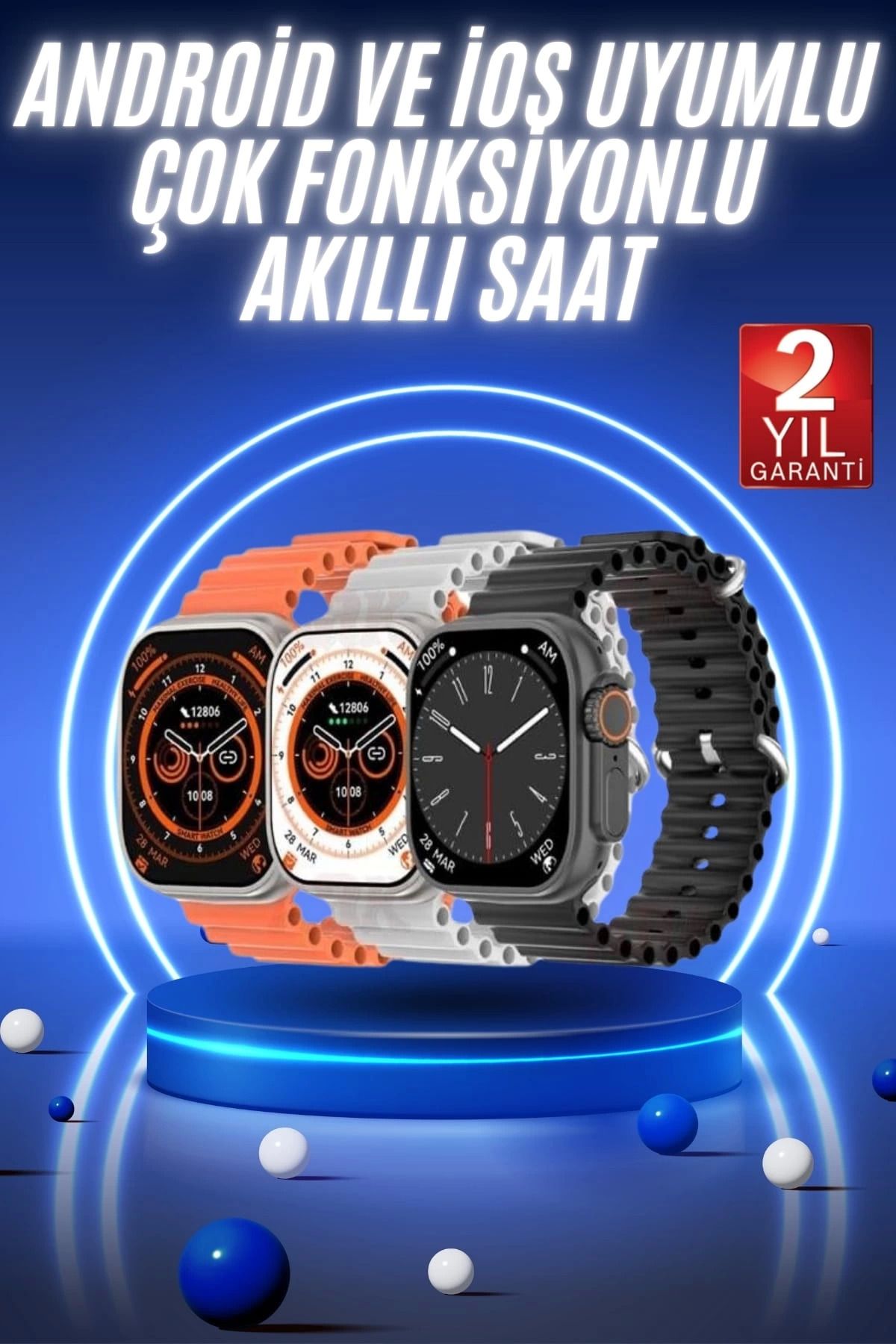 MELFSHOP Akıllı Saat Ultra Android & İOS Uyumlu Arama Bildirim Özellikli