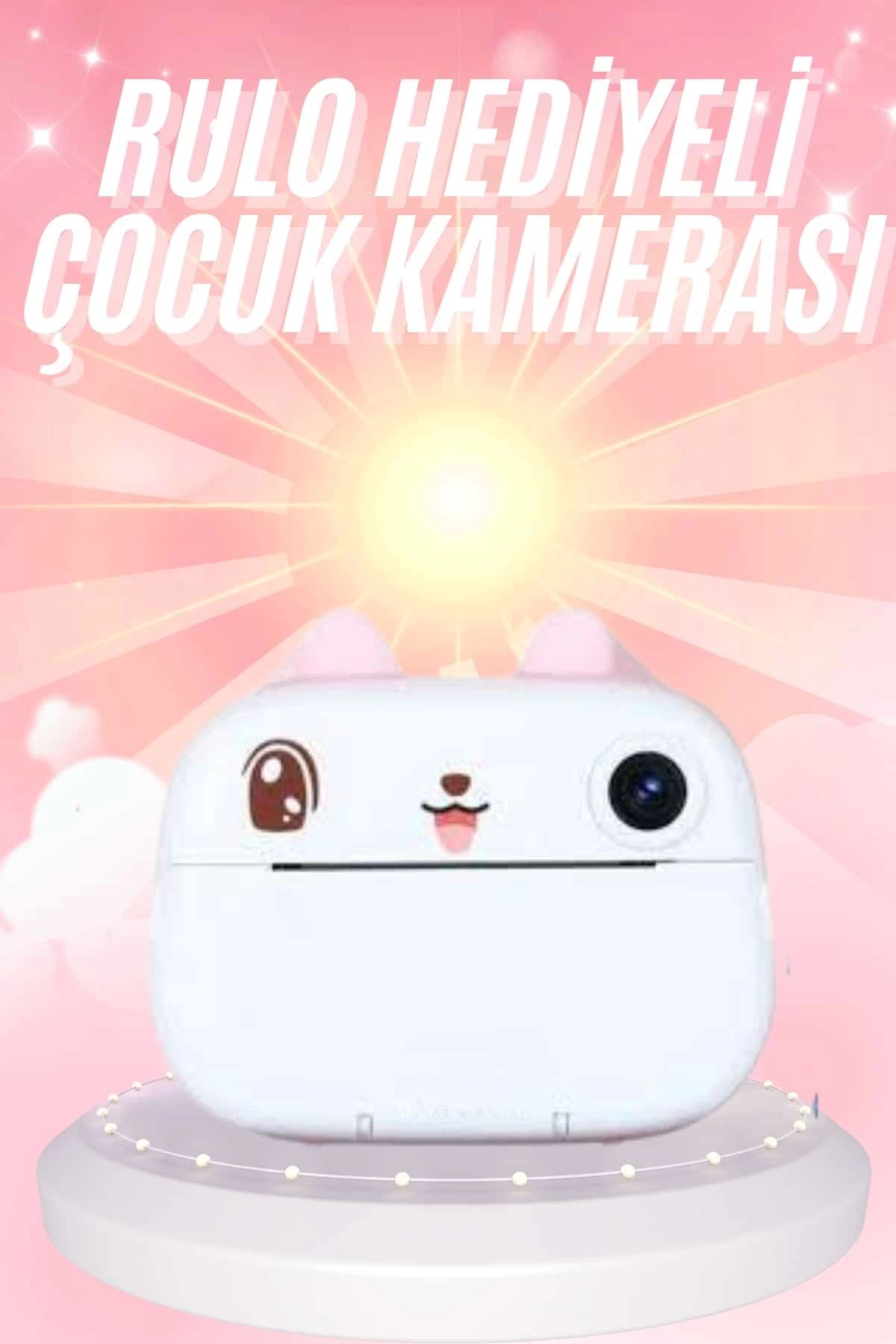 MELFSHOP Çocuklara Özel Şirin Tasarımlı Mini Fotoğraf Yazıcısı 3 Adet Rulo Hediyeli