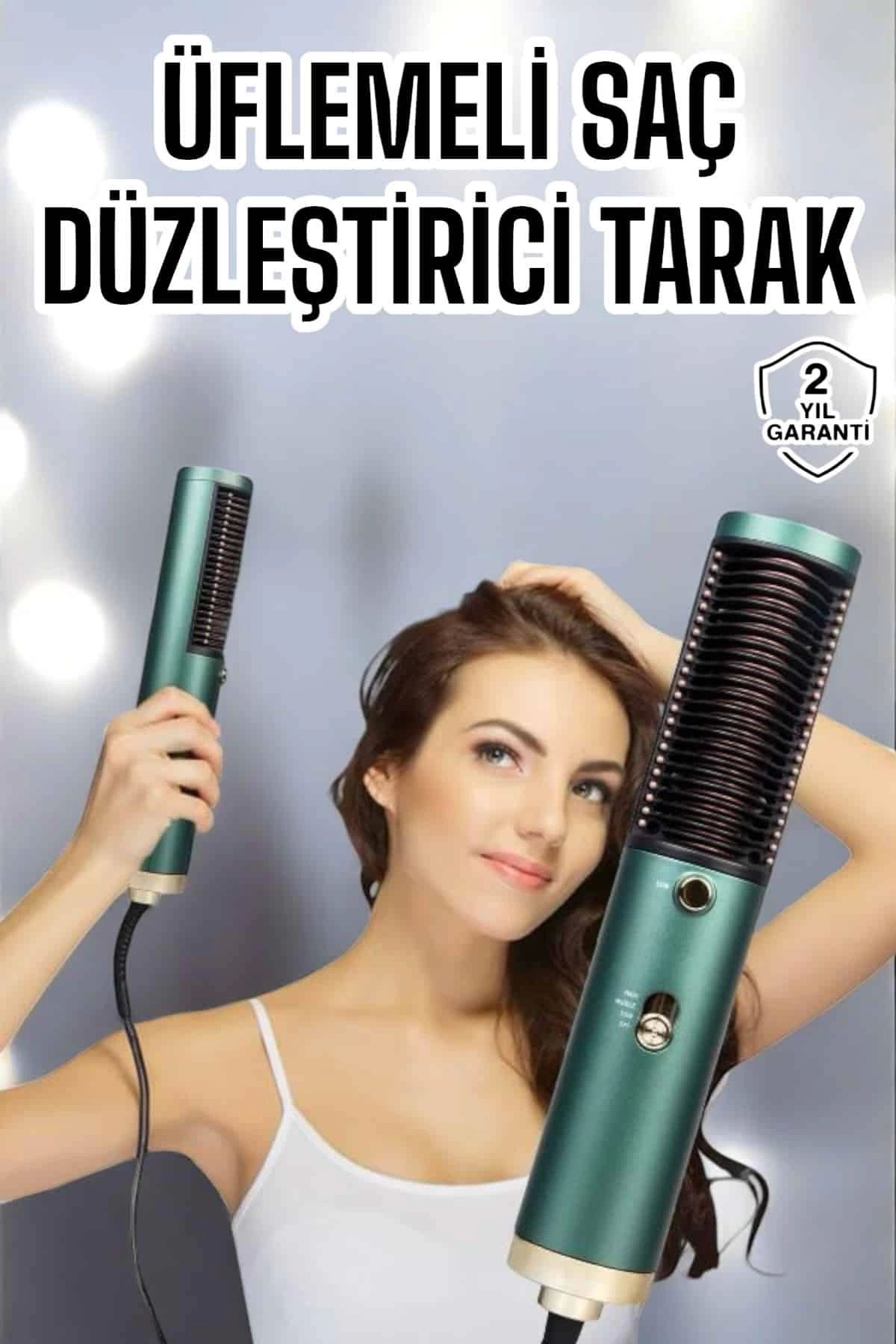 Heez Fön Tarak Saç Düzleştirici Üflemeli Fön Makinesi Sıkı Dişli Taşınabilir