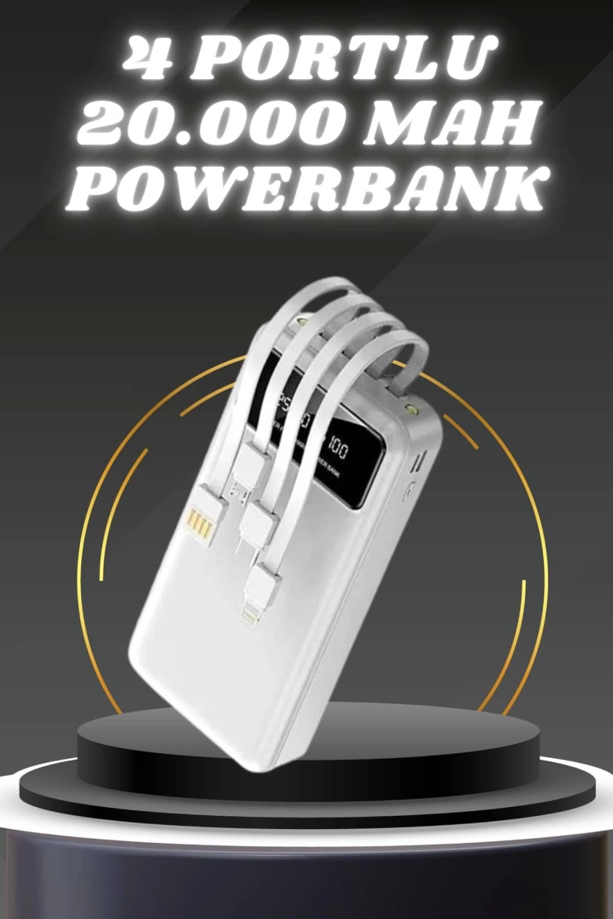 Heez Powerbank Şarj Cihazı 4 Çıkışlı 20.000 MAH Powerbank Kompakt Yüksek Kapasiteli Hızlı Şarj