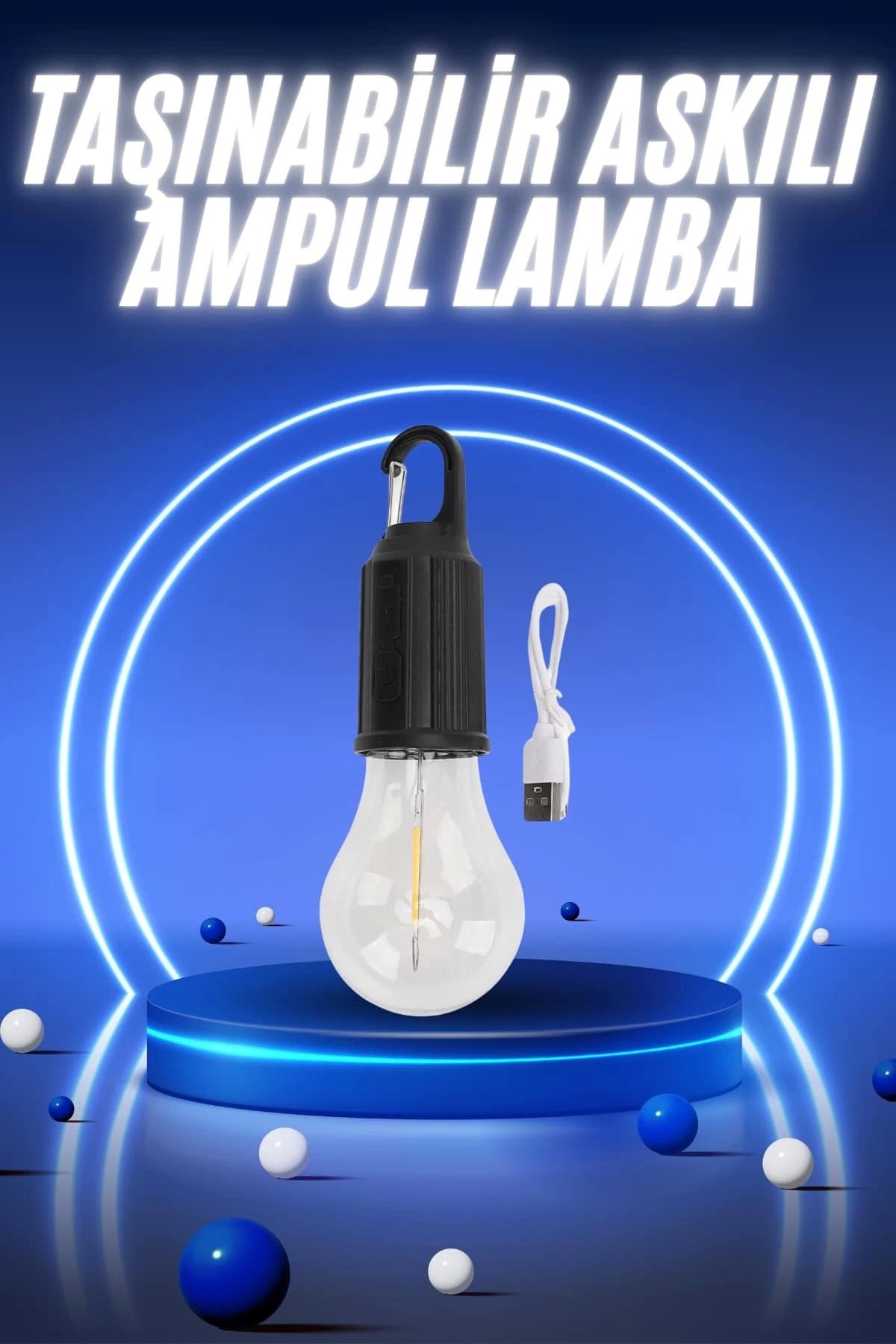 Heez Taşınabilir Şarjlı Led Ampul Askılı Lamba Kamp Bahçe Lambası