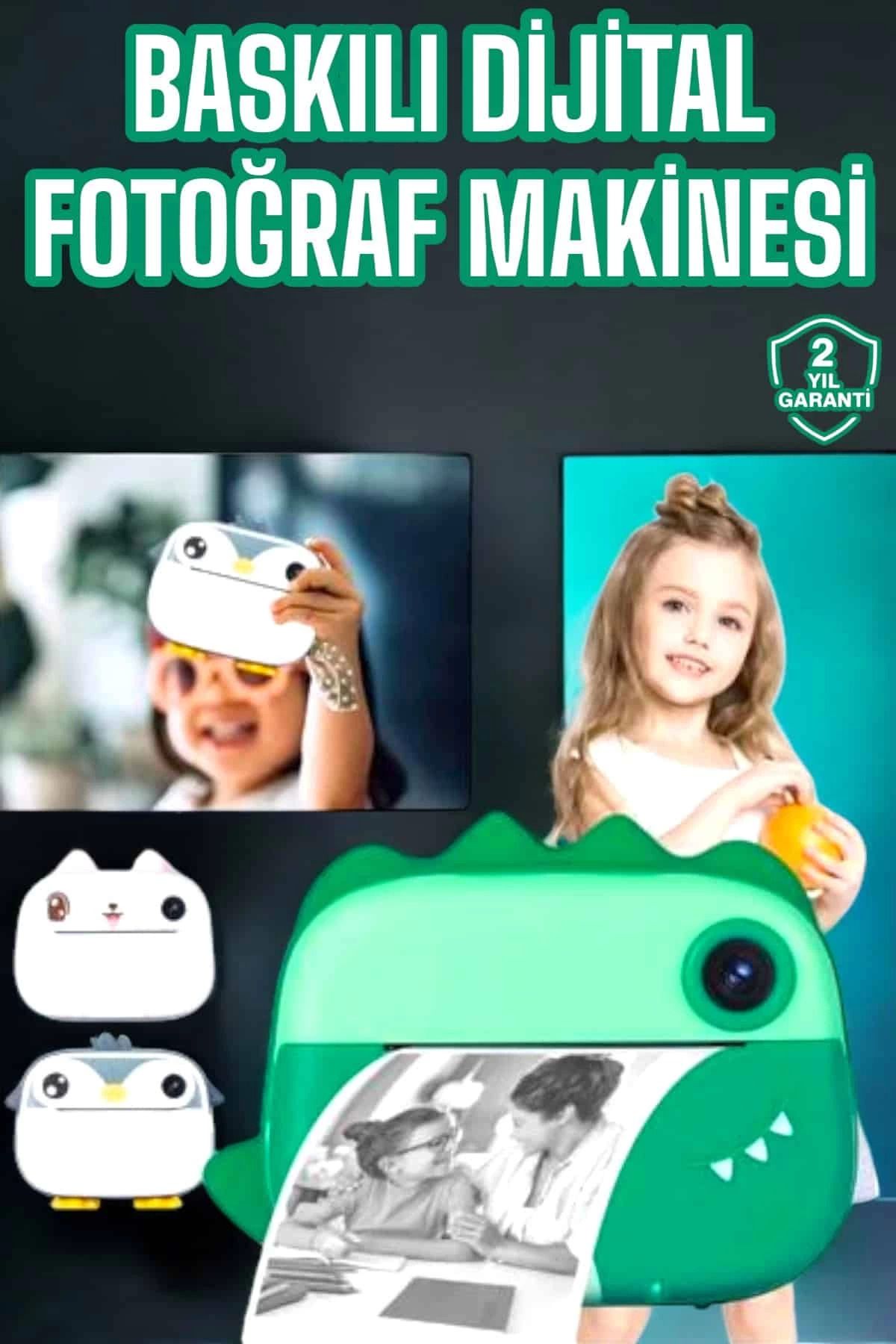 MELFSHOP Çocuklar İçin Özel Fotoğraf Makinesi Printer Kamera Taşınabilir HD