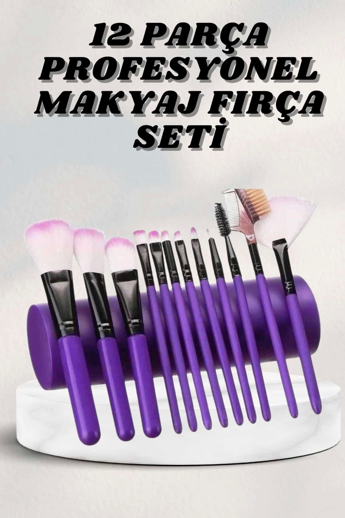 hayalimsah Makyaj Fırçası 12 Parça Set Yumuşak Uçlu Göz Makyajına Uygun Hafif ve Taşınabilir Çanta