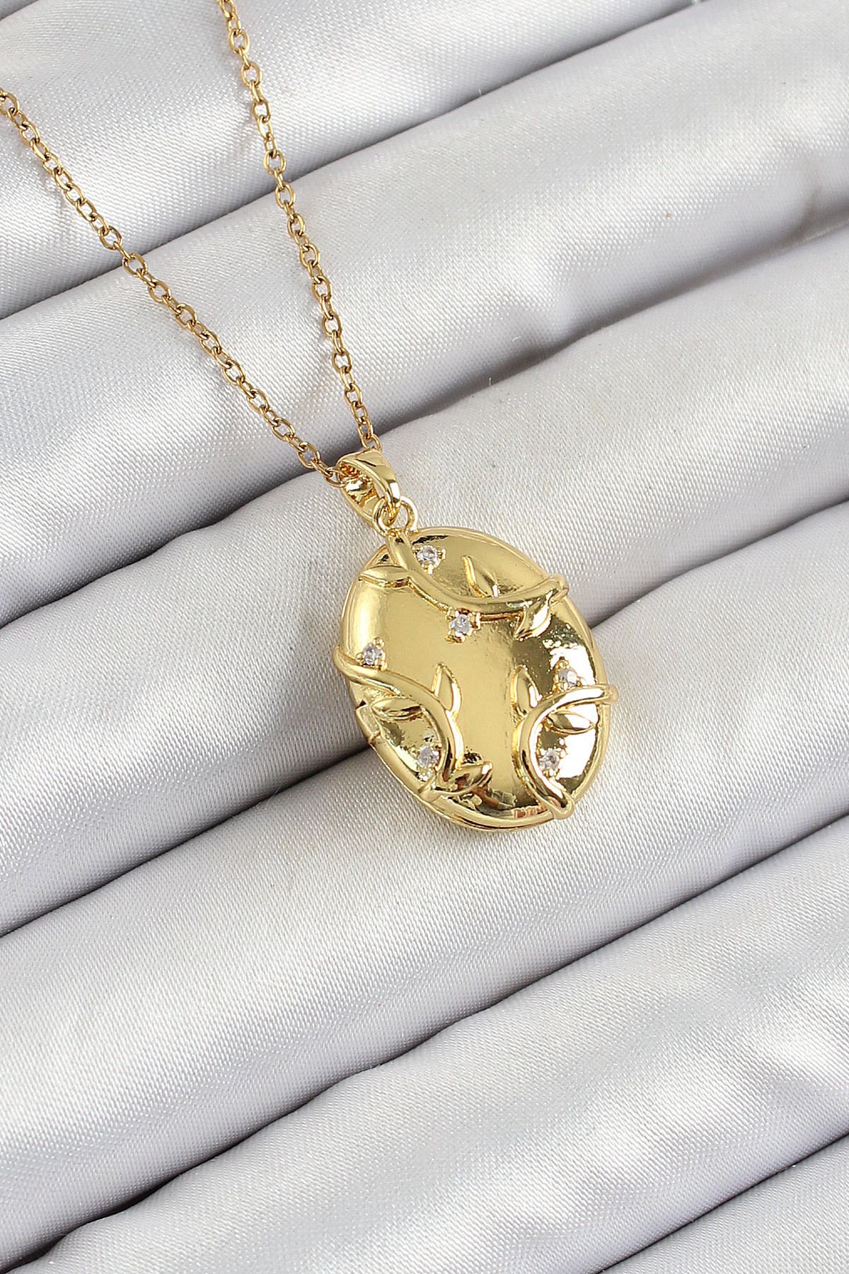 feifei 316L Çelik Zincir Açılabilir Sarmaşık Model Zirkon Taşlı Gold Renk Kadın Kolye - Lisinya