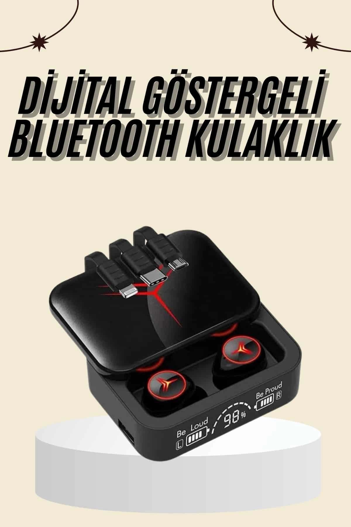 Heez Kablosuz Şarj Göstergeli Powerbank Özellikli Bluetooth Kulaklık Çağrı Cevaplayabilen
