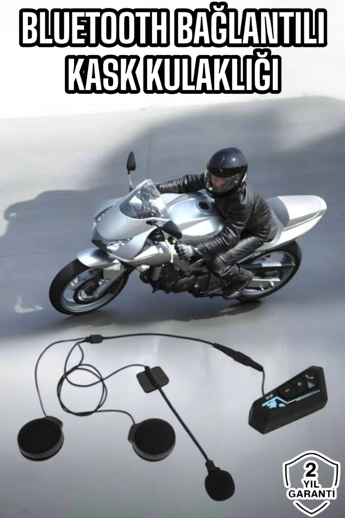 MELFSHOP Kask Kulaklığı Motosiklet Intercom Interkom Dinleme Konuşma Özellikli Su Geçirmez