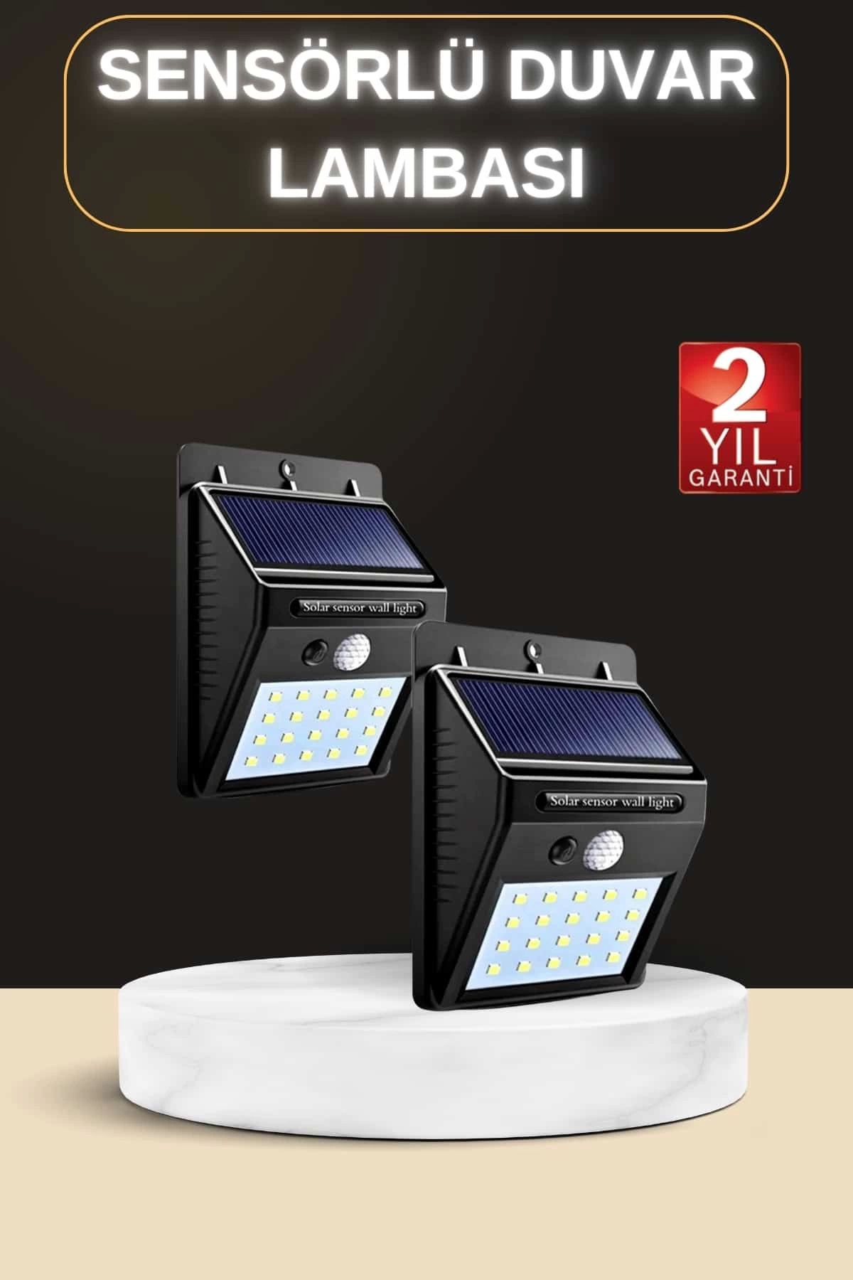 Heez Bahçe Aydınlatma Sensörlü Güneş Enerjili Duvar Lambası 40 Led Işık