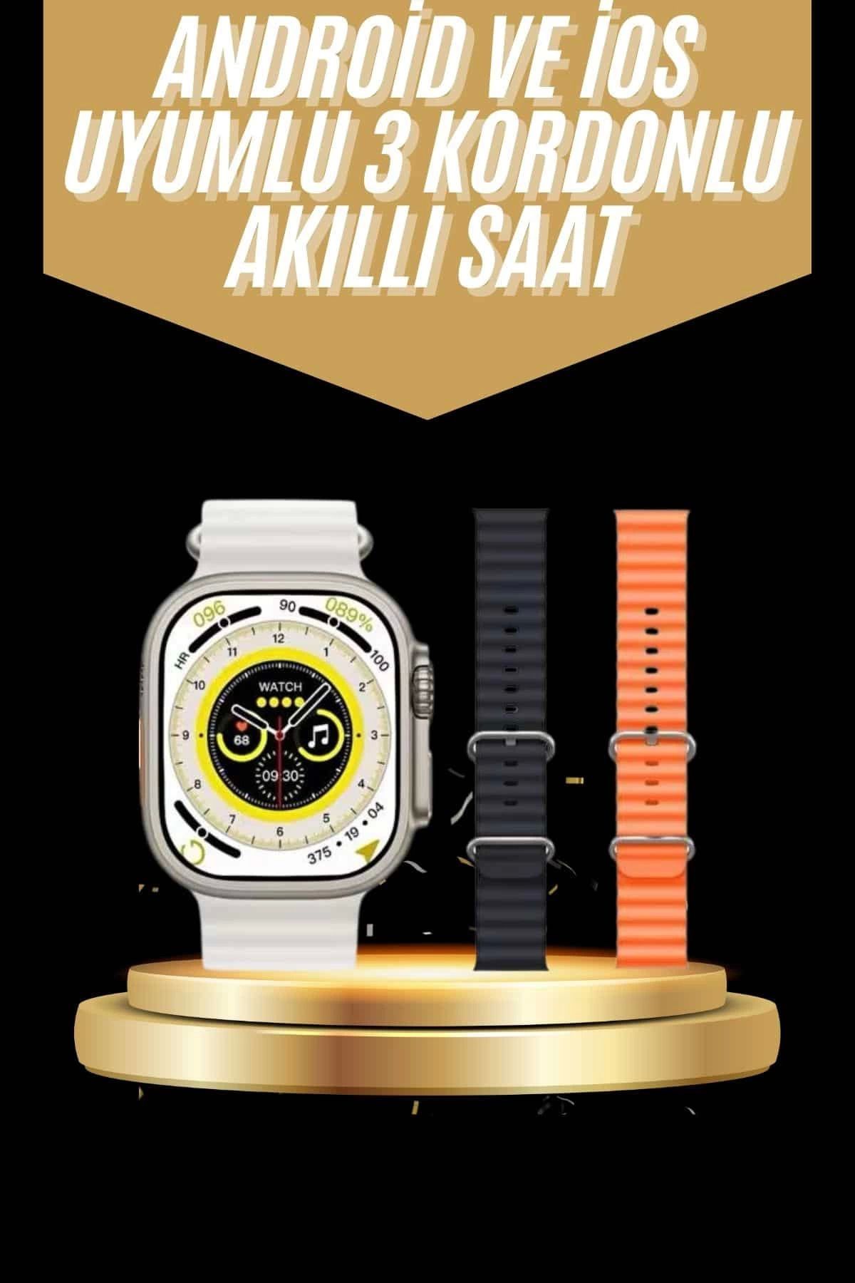 MELFSHOP Yeni Nesil 3 Kordonlu Kol Saati 49 MM Amoled Ekran Akıllı Saat