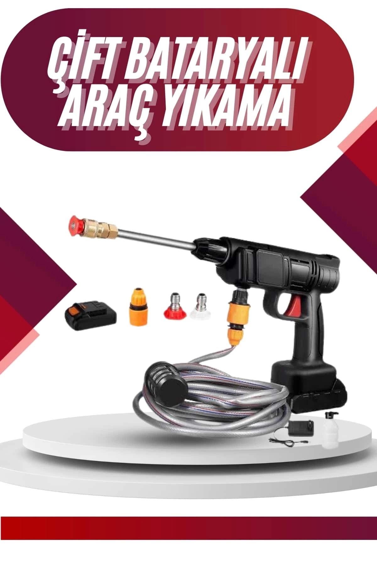 DENİZBİLİŞİM Oto Araba Yıkama Şarjlı Ve Yüksek Basınçlı Oto Yıkama Ve Sulama Tabancası