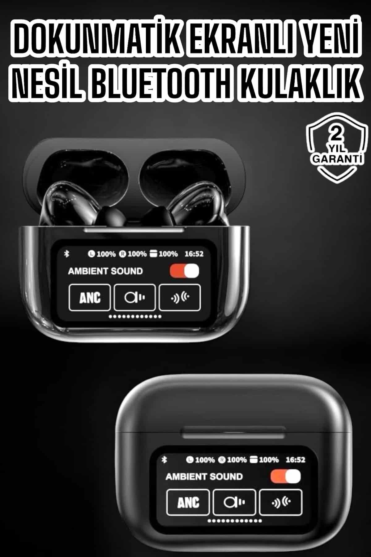MELFSHOP Bluetooth Kulaklık Kablosuz Ekranlı ANC/ENC Destekli Dokunmatik