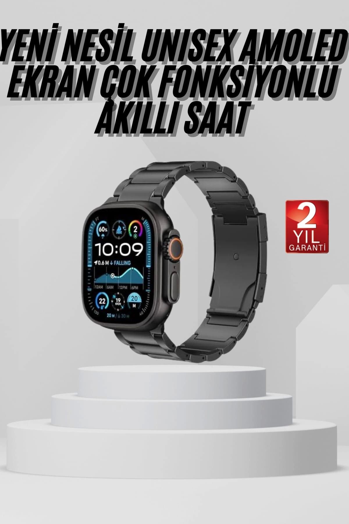 MELFSHOP Akıllı Saat Arama Konuşma GPS ve NFC Özelliği 3 Kordonlu Amoled Ekran