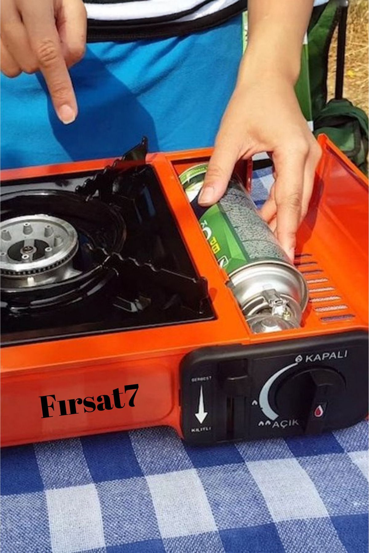 Fırsat7 Portatif Tek Gözlü Stop Emniyetli Profesyonel Kamp Doğa Piknik Gaz Ocağı Çanta ve Gaz Hediye