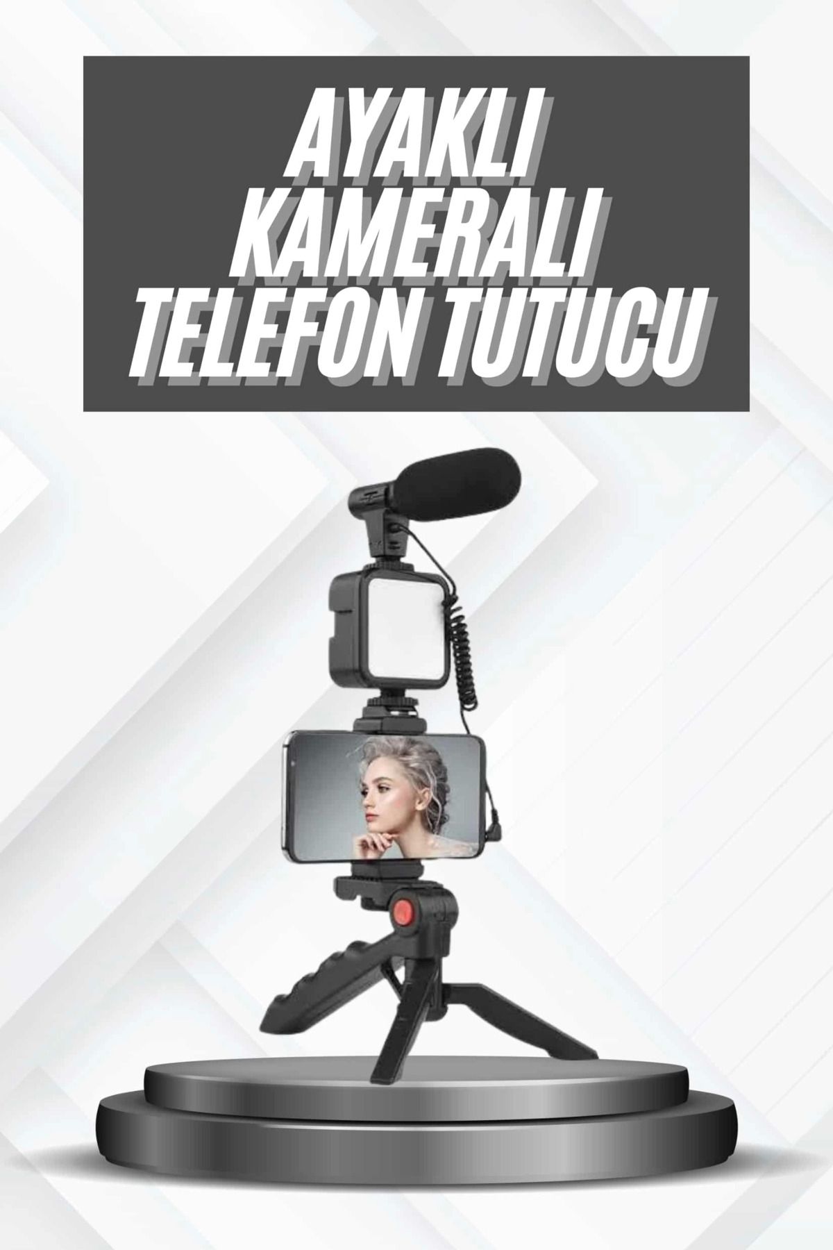 Heez Telefon Tutucu Mikrofonlu Işıklı Youtuber Video Kayıt