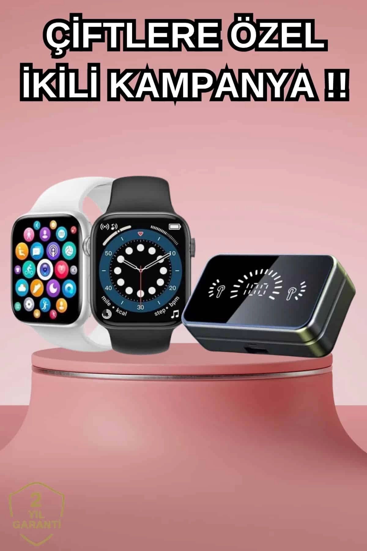MELFSHOP Powerbank Bluetooth Kulaklık Ve Yeni Model Akıllı Saat Seti ANC Özelliği Dokunamatik