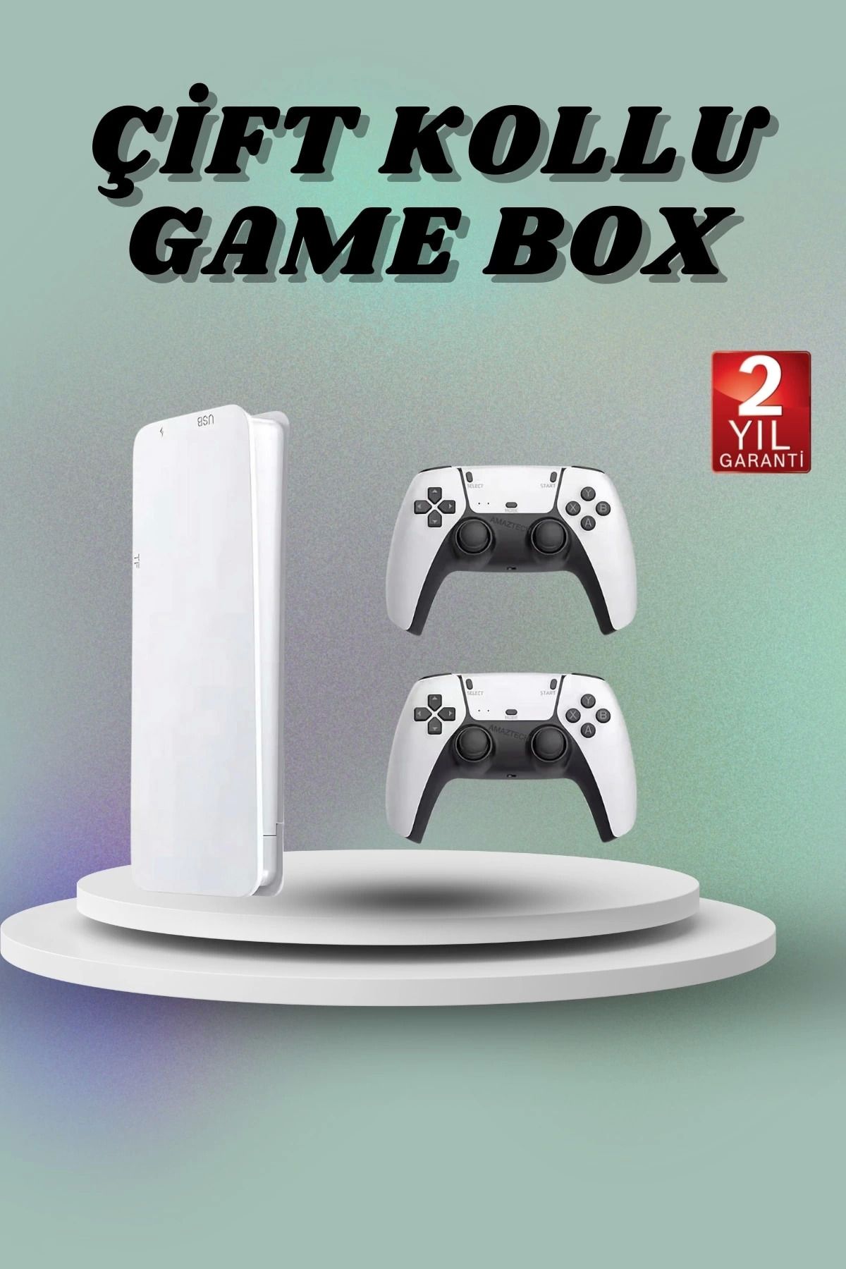 ÖYKÜ VE YİĞİT Game Box 3D Çift Oyun Kollu 4K HD Ekran 20000'den Fazla Oyun Seçeneği 2.4G Kablosuz