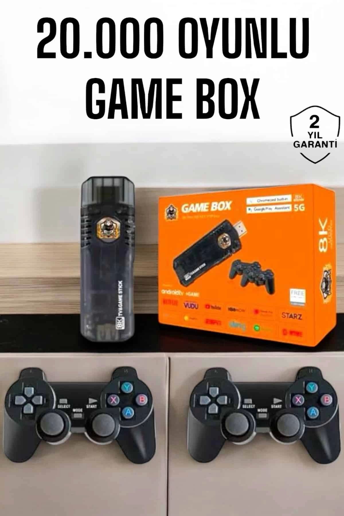 ÖYKÜ VE YİĞİT 20.000 Oyunlu Premium Model Oyun Konsolu 8k Android Tv HD Game Stick