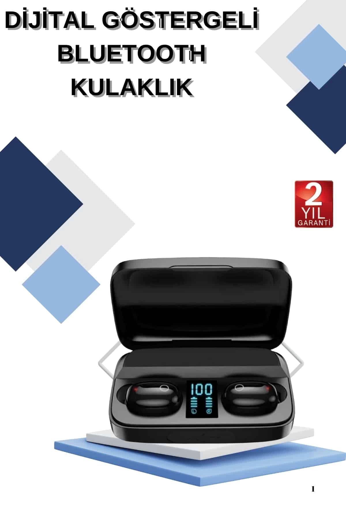 MELFSHOP Dijital Göstergeli Bluetooth Kulaklık Kablosuz TWS Stereo Bluetooth 5.0