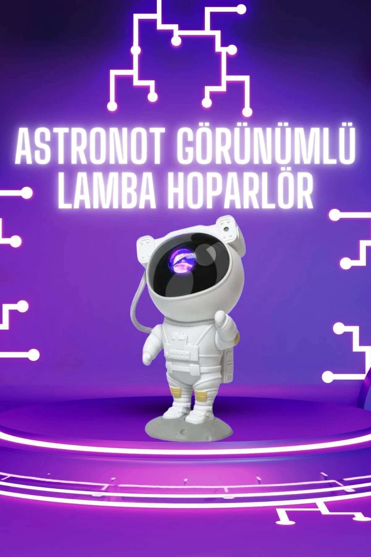 hayalimsah Astronot Şeklinde Bluetooth Hoparlör Gökyüzü Kumandalı Aydınlatma Lamba