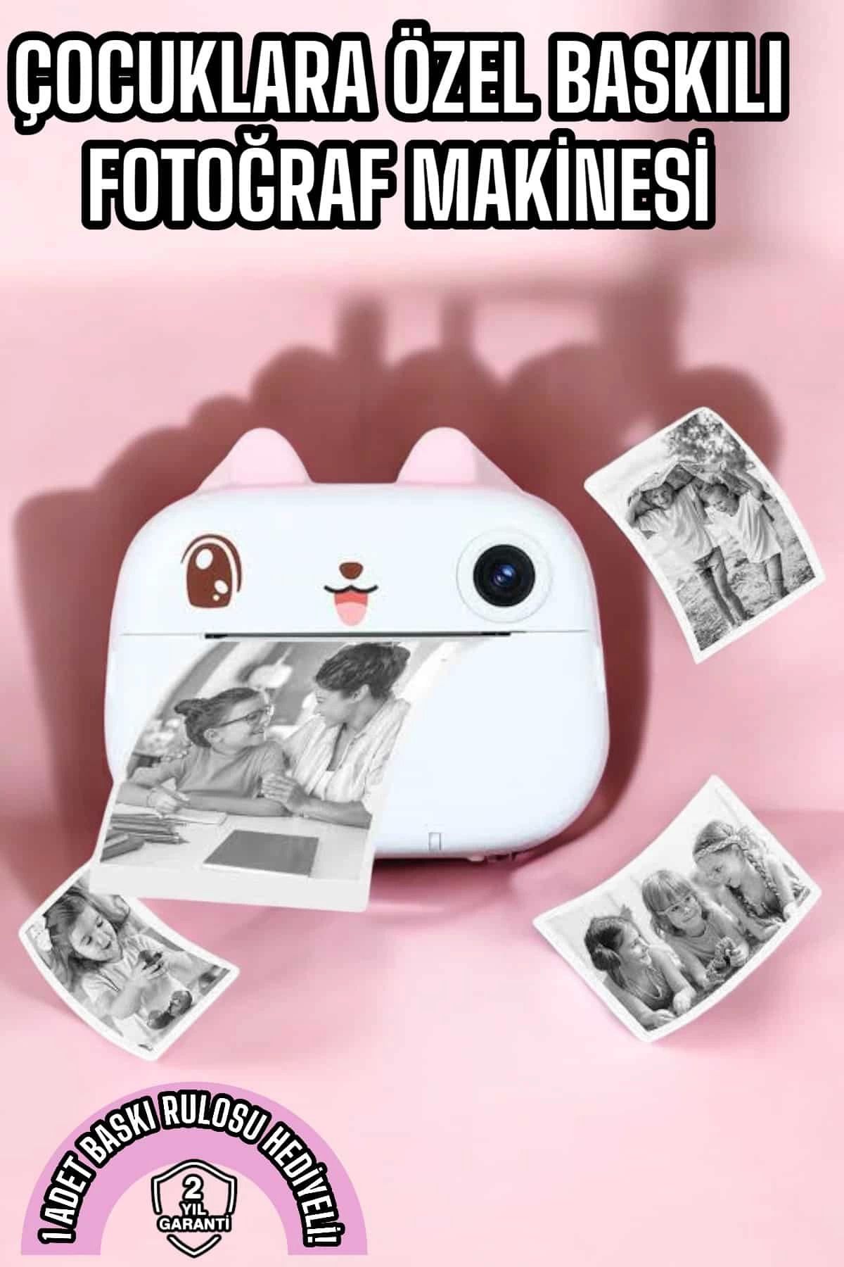 MELFSHOP Çocuk Fotoğraf Makinesi Dijital HD Video Rulo Kağıt Baskılı Yazıcı