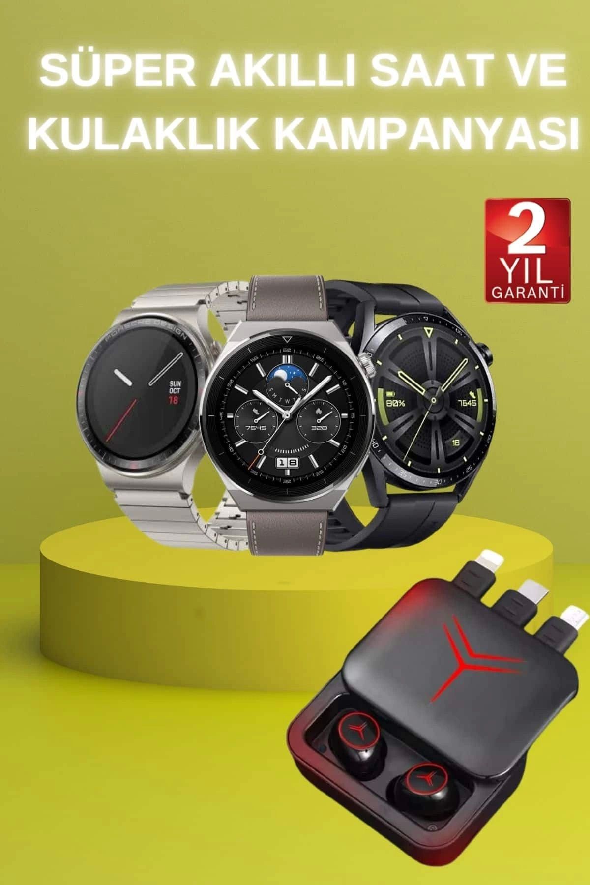 MELFSHOP Ucuz Kaliteli Akıllı Saat ve Powerbank Bluetooth Kulaklık 5.1 Stereo ANC Özelliği