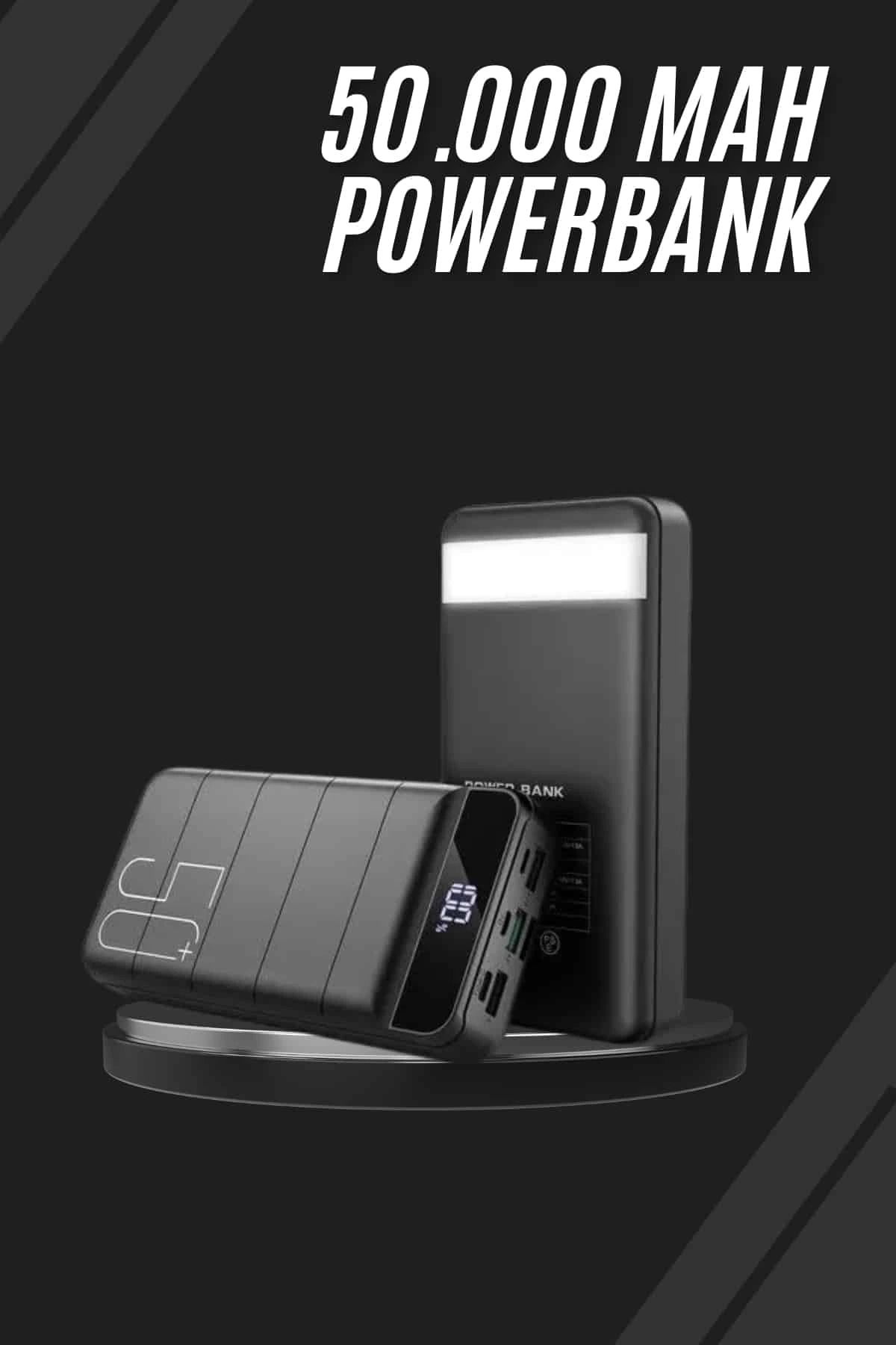 Heez Taşınabilir Powerbank 50.000 mAh 4 Girişli Hızlı Şarj Led Göstergeli Fenerli Şarj