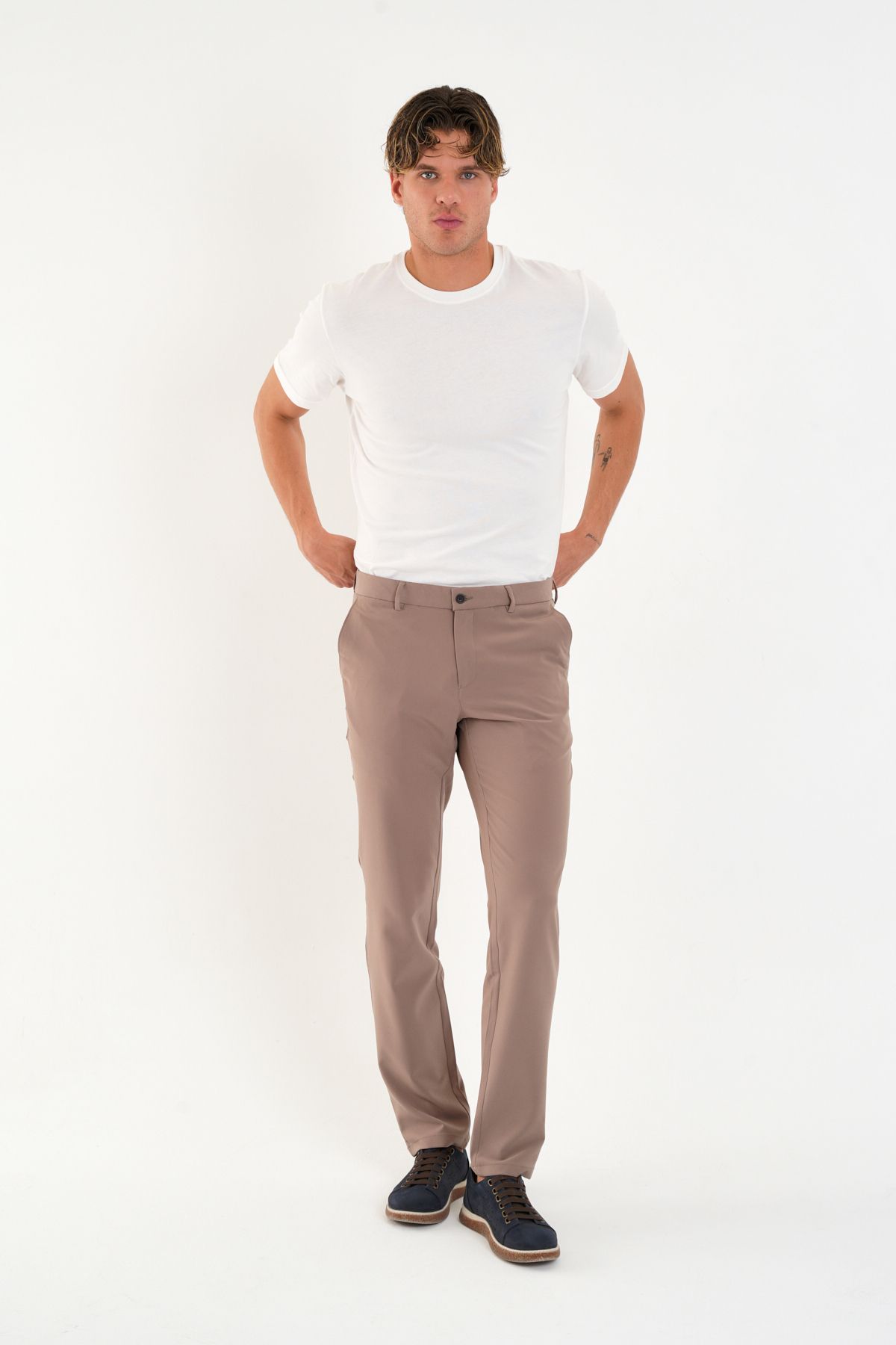 the ramify Regular Fit Baskısız Basic T-Shirt %100 Pamuk Yumuşak Dokulu Bisiklet Yaka Tişört