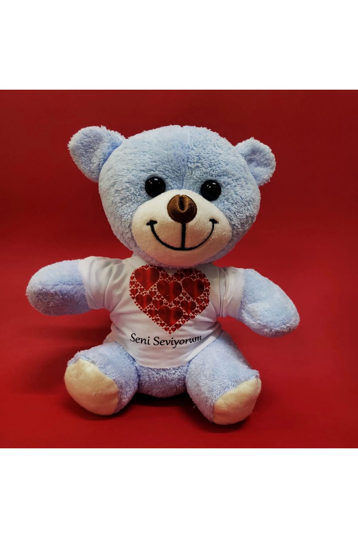DENİZBİLİŞİM Kalpli Seni Seviyorum Yazılı Tişörtlü Peluş Ayıcık