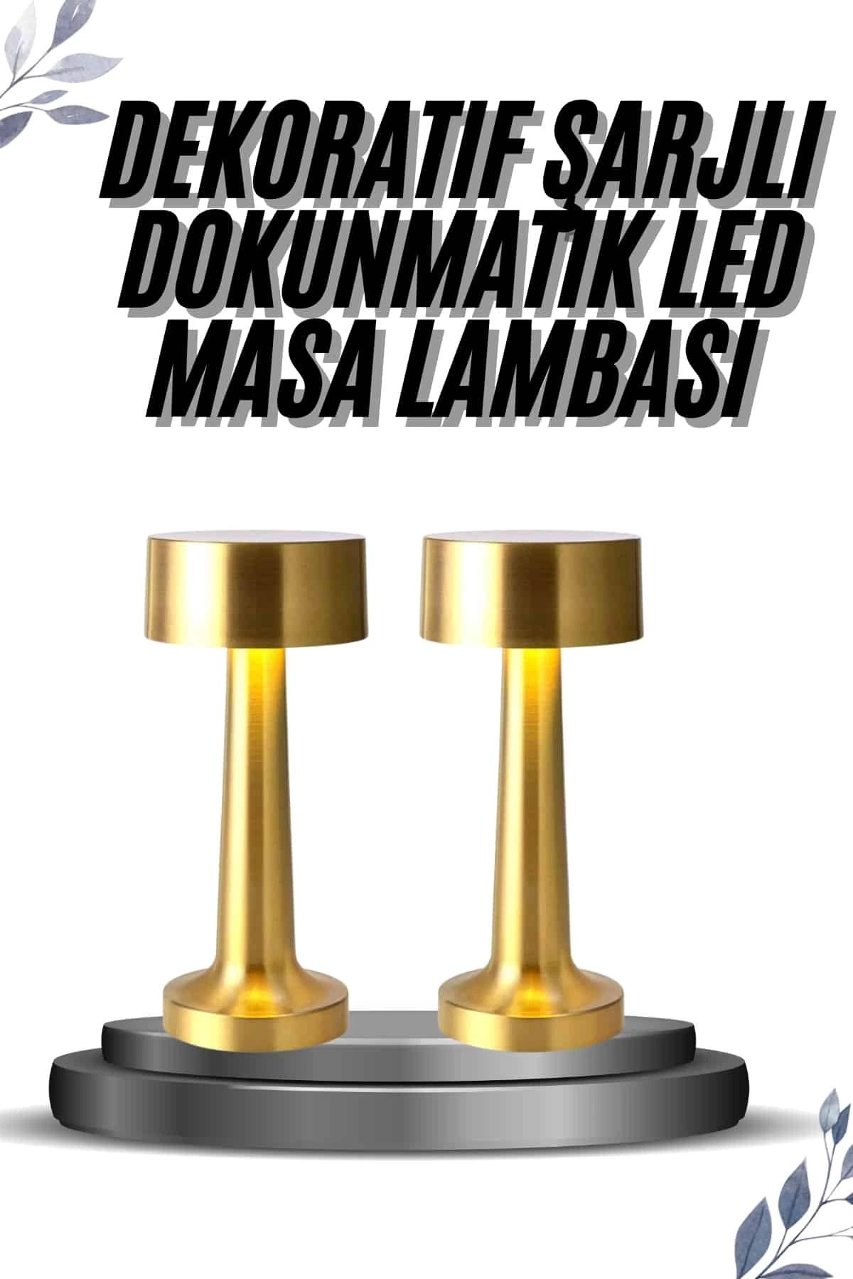 MELFSHOP Kablosuz Renkli Masa ve Gece Lambası Altın Rengi Dokunmatik Led Lamba
