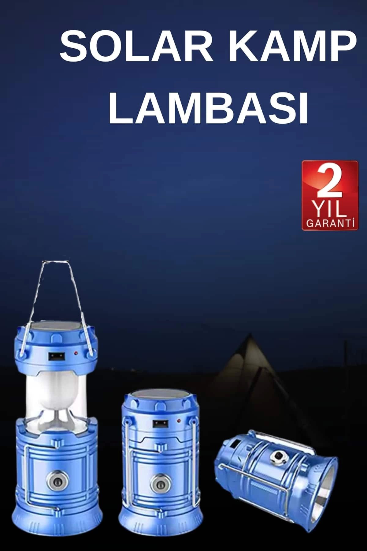 Heez Solar Şarjlı Kamp Lambası Güneş Enerjili Kızaklı Kamp Feneri Çadır Feneri Led Işıldak