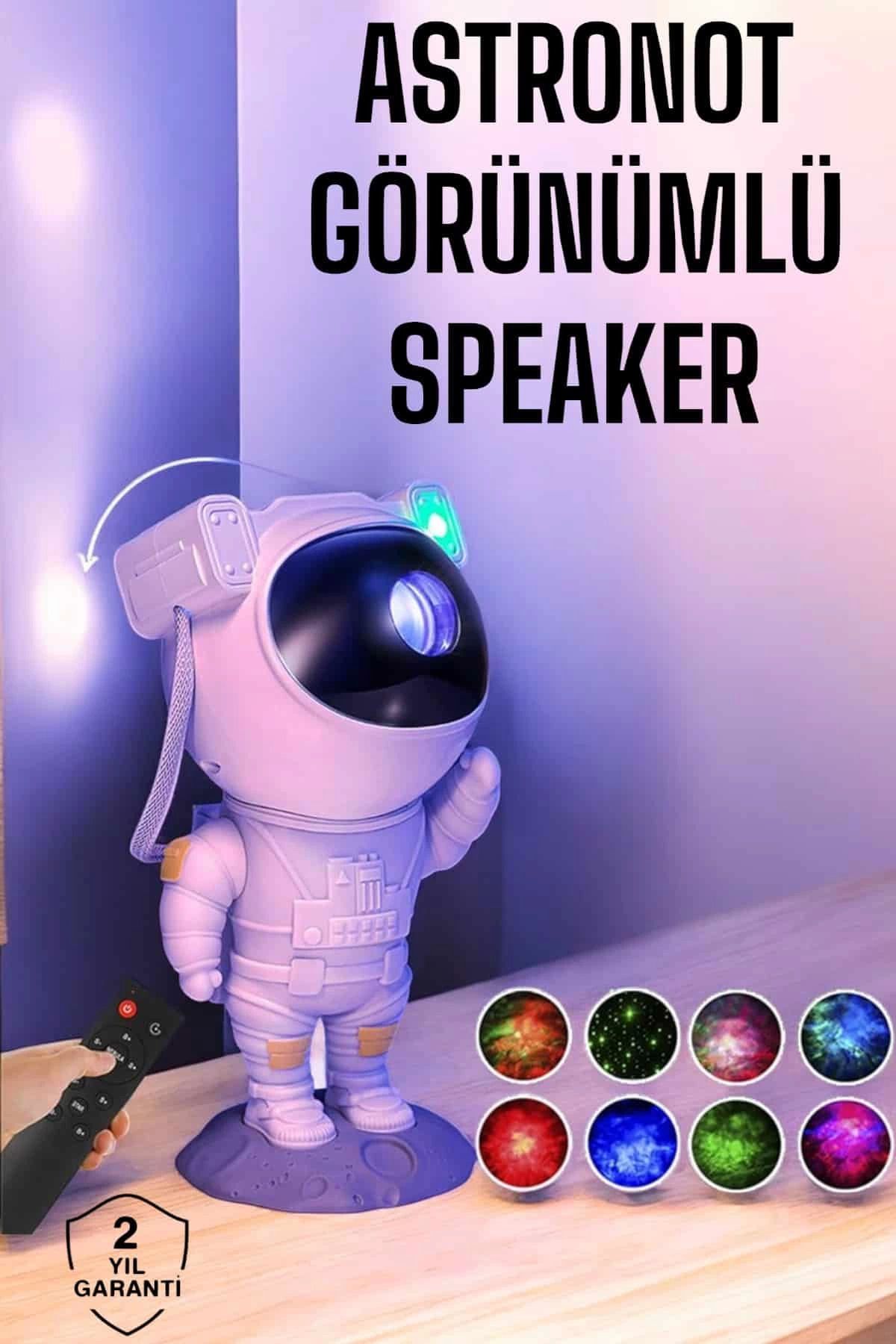 hayalimsah Astronot Bluetooth Hoparlör Gökyüzü Projektör Gece Lambası